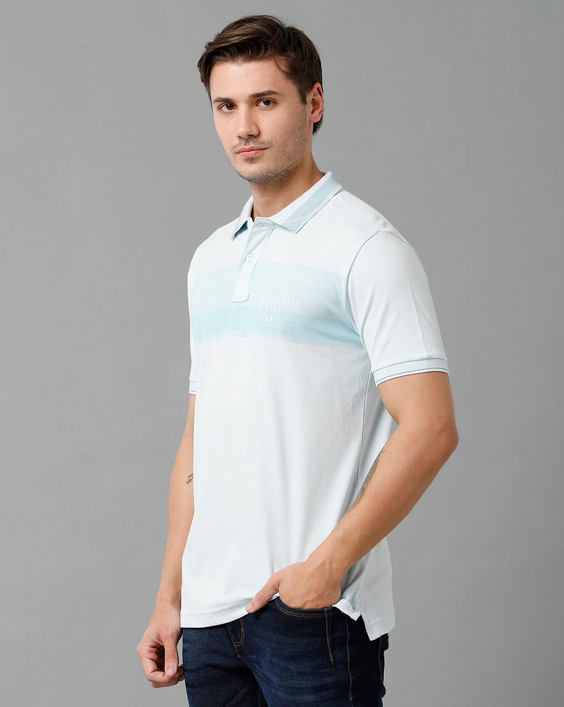 Classic Polo Men's Cotton Half Sleeve Printed Slim Fit Polo Neck Multicolor T-Shirt | Vivid Polo - 03 A