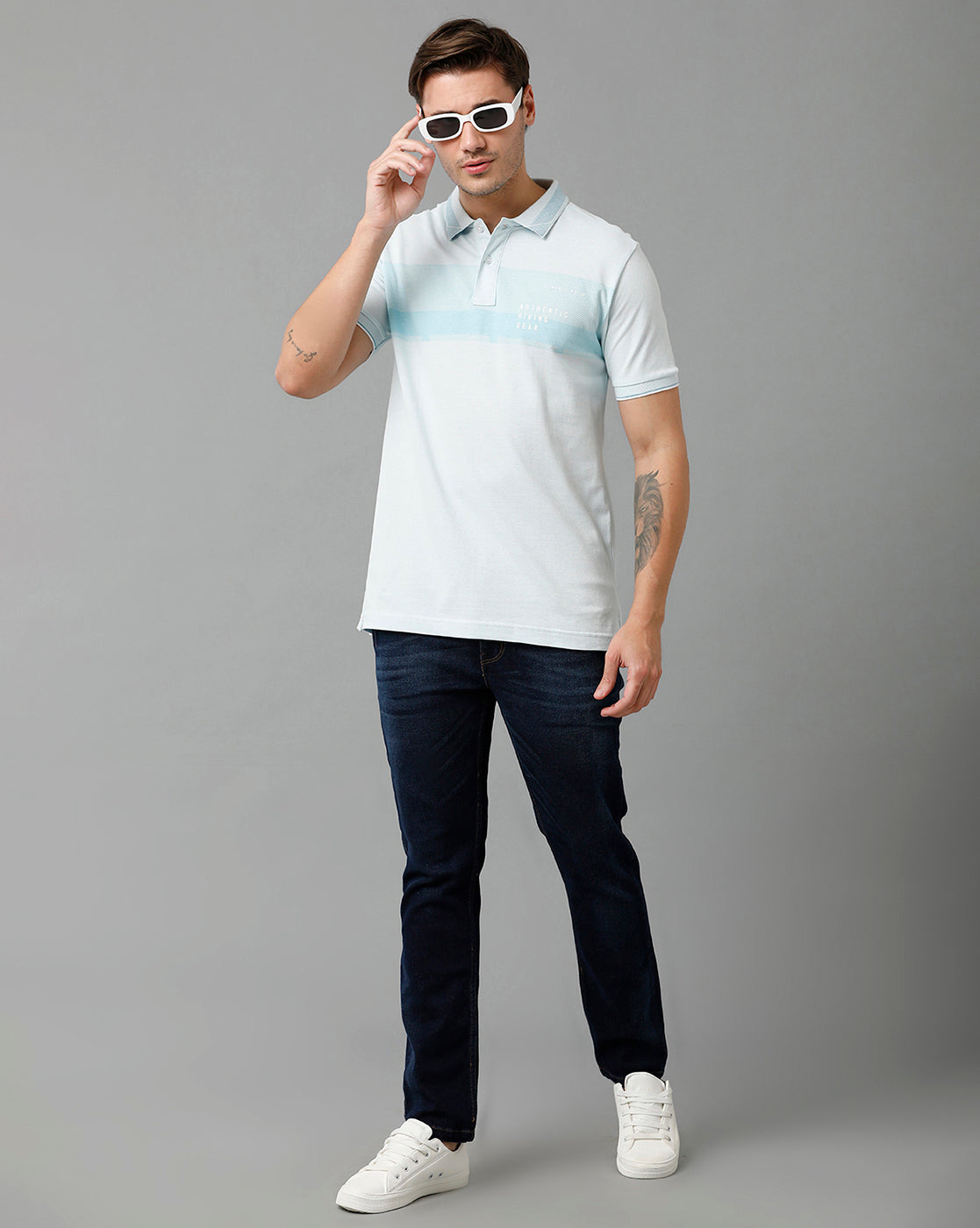 Classic Polo Men's Cotton Half Sleeve Printed Slim Fit Polo Neck Multicolor T-Shirt | Vivid Polo - 03 A