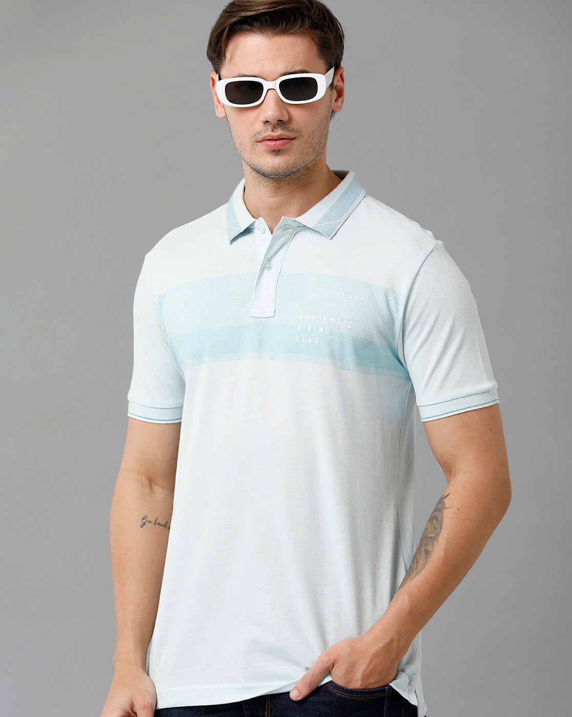 Classic Polo Men's Cotton Half Sleeve Printed Slim Fit Polo Neck Multicolor T-Shirt | Vivid Polo - 03 A