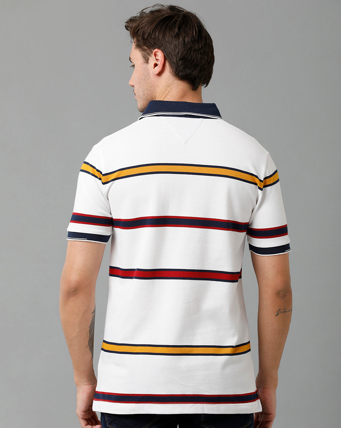 Classic Polo Men's Cotton Blend Half Sleeve Striped Slim Fit Polo Neck Multicolor T-Shirt | Vta - 225 A
