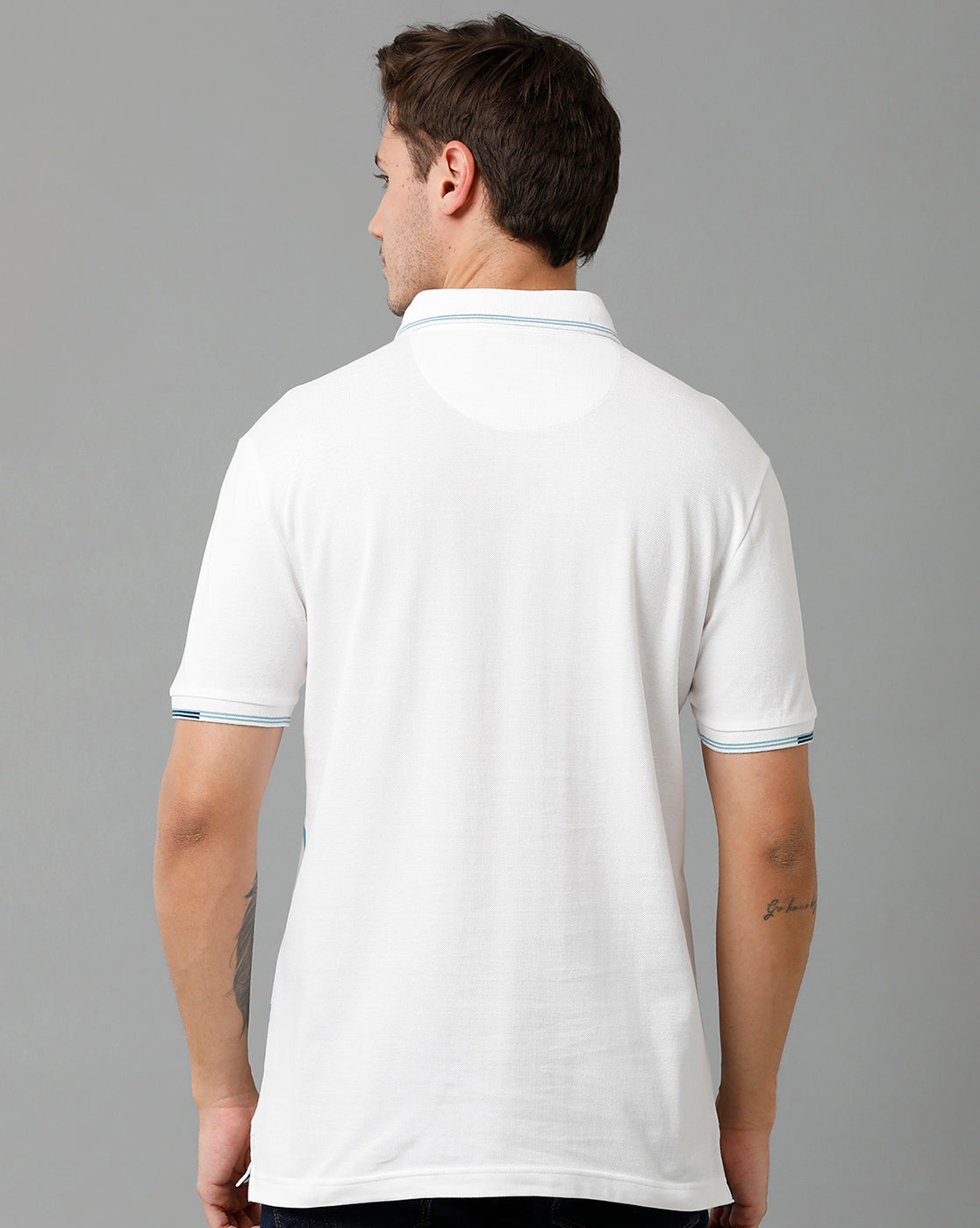 Classic Polo Men's Cotton Half Sleeve Printed Slim Fit Polo Neck White Color T-Shirt | Vivid Polo - 06 A
