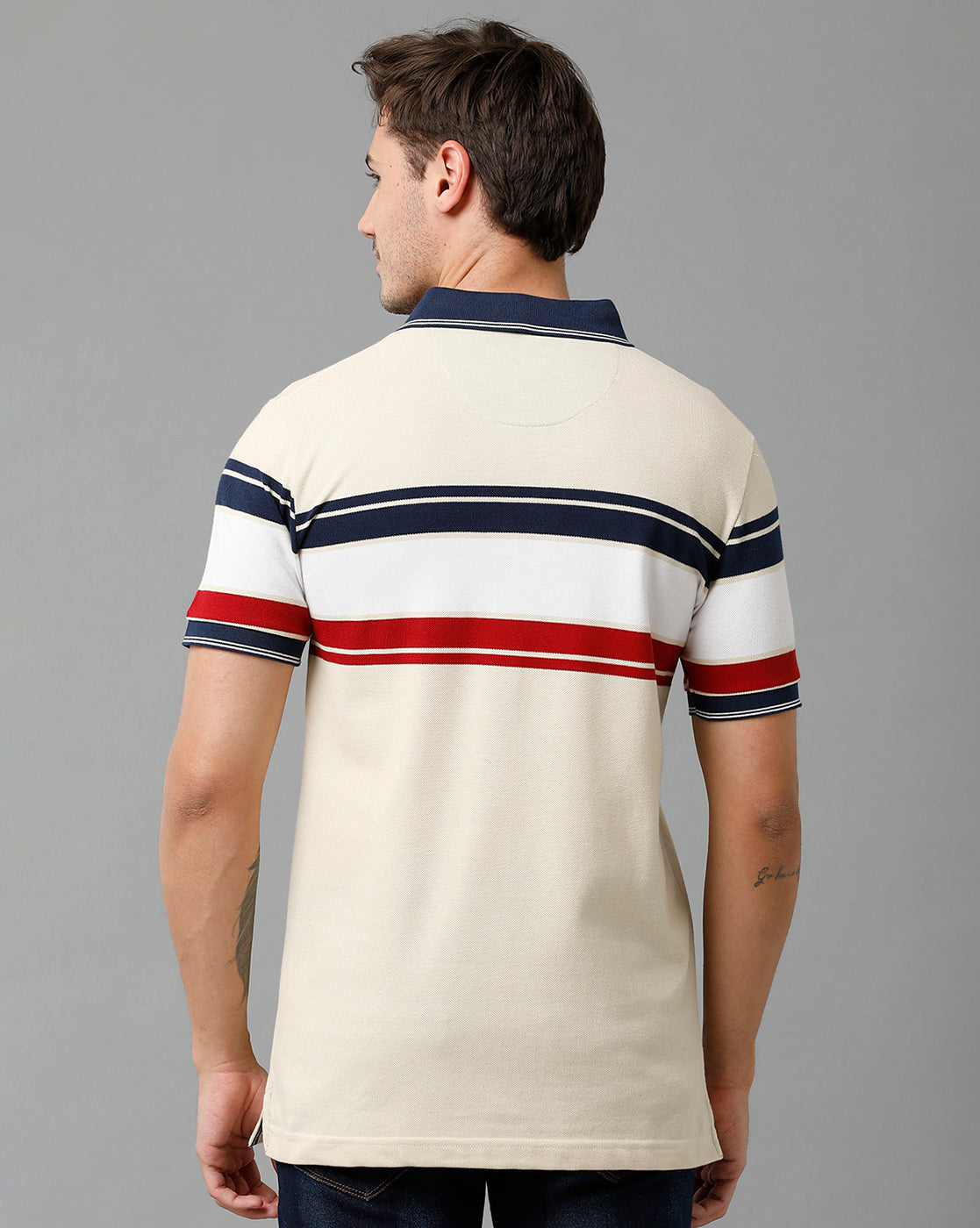 Classic Polo Men's Cotton Blend Half Sleeve Striped Slim Fit Polo Neck Multicolor T-Shirt | Vta - 221 B