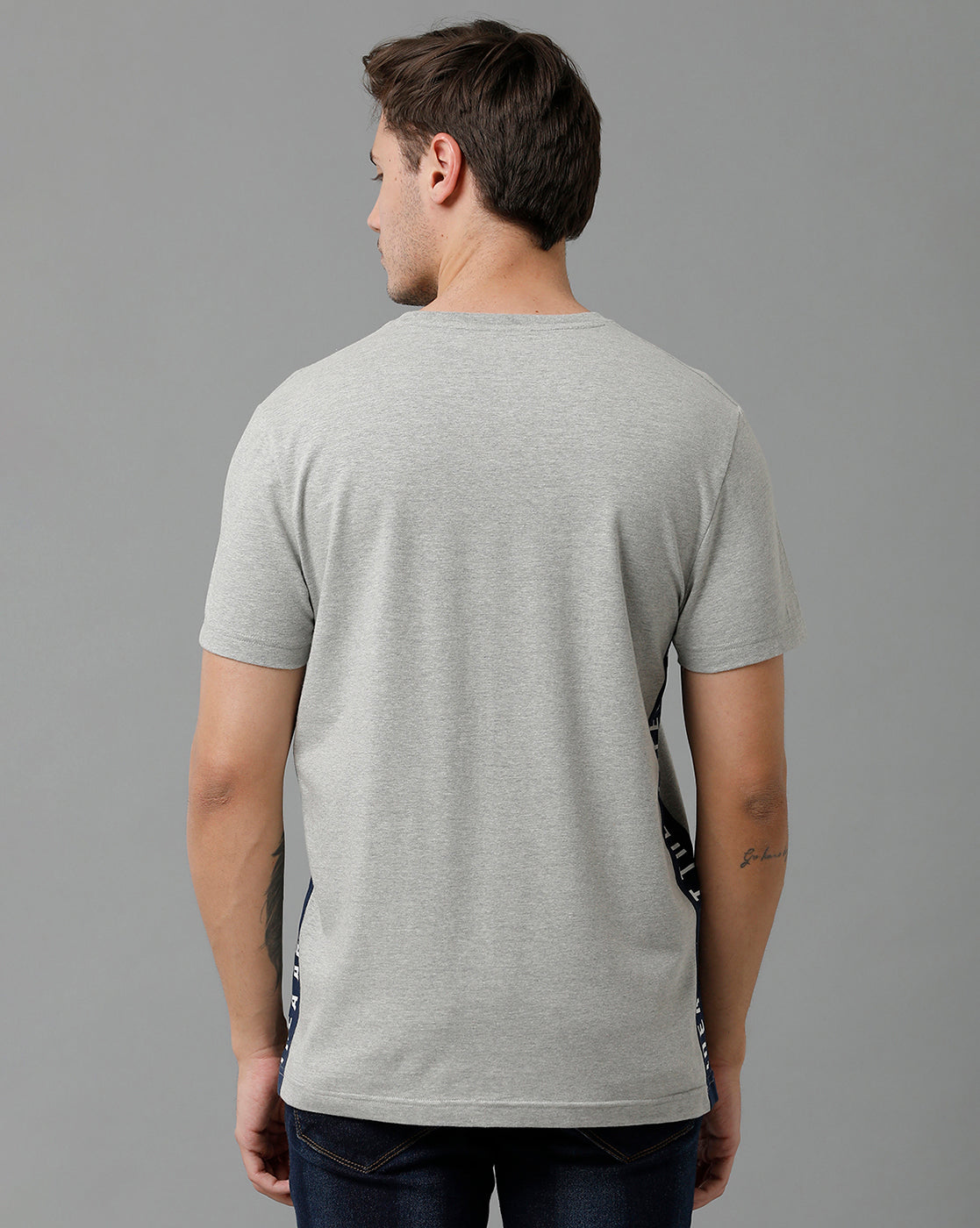 CP BRO Men's Cotton Half Sleeve Printed Slim Fit Polo Neck Grey Color T-Shirt | Brcn - 518 A