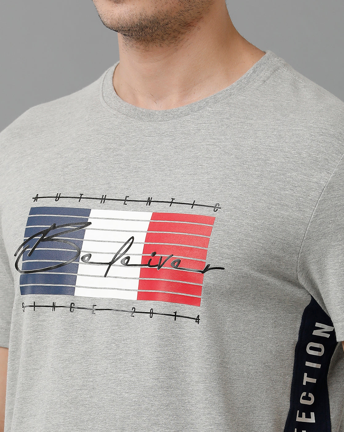 CP BRO Men's Cotton Half Sleeve Printed Slim Fit Polo Neck Grey Color T-Shirt | Brcn - 518 A