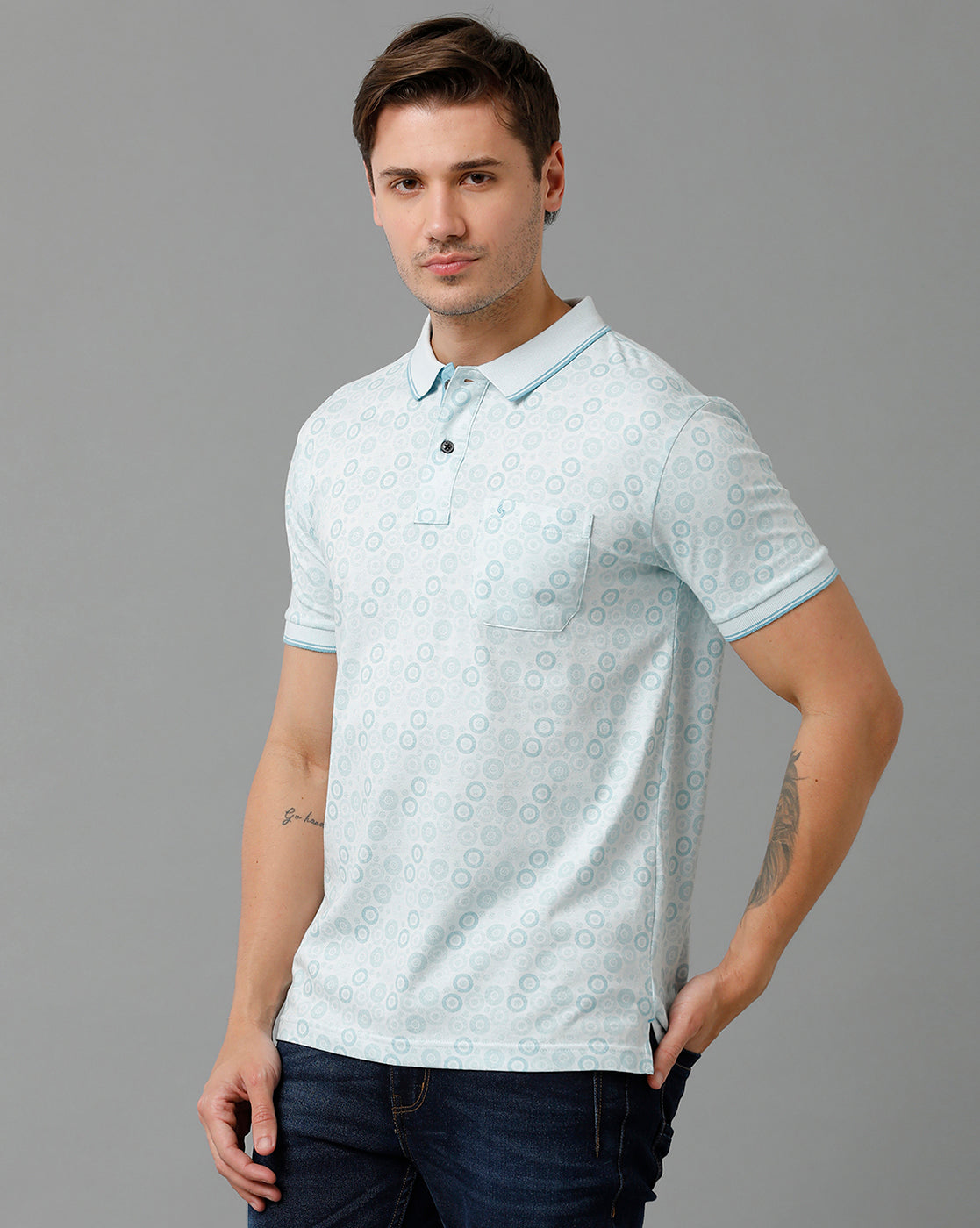 Classic Polo Men's Cotton Half Sleeve Printed Slim Fit Polo Neck White Color T-Shirt | Bello - 195 B