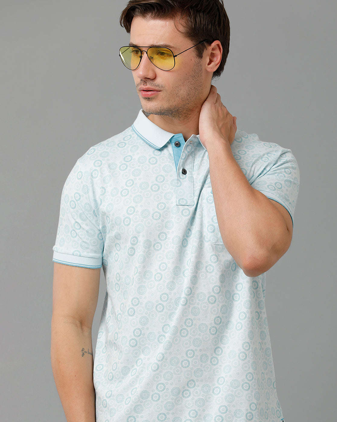 Classic Polo Men's Cotton Half Sleeve Printed Slim Fit Polo Neck White Color T-Shirt | Bello - 195 B