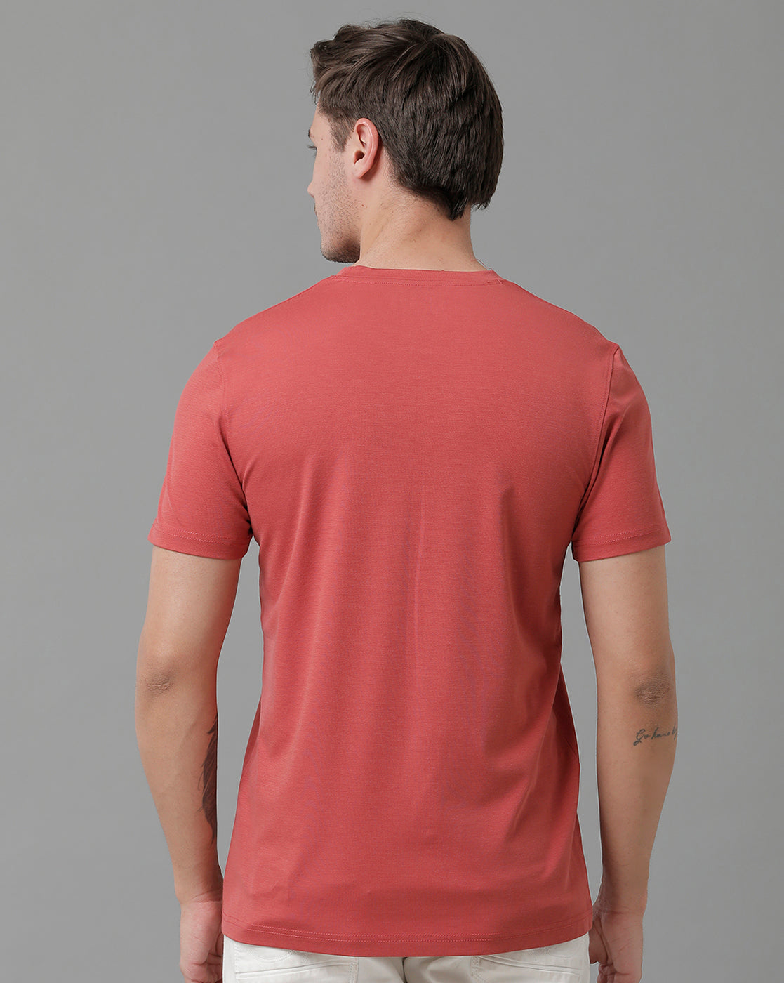 CP BRO Men's Cotton Half Sleeve Printed Slim Fit Round Neck Red Color T-Shirt | Brcn - 535 A