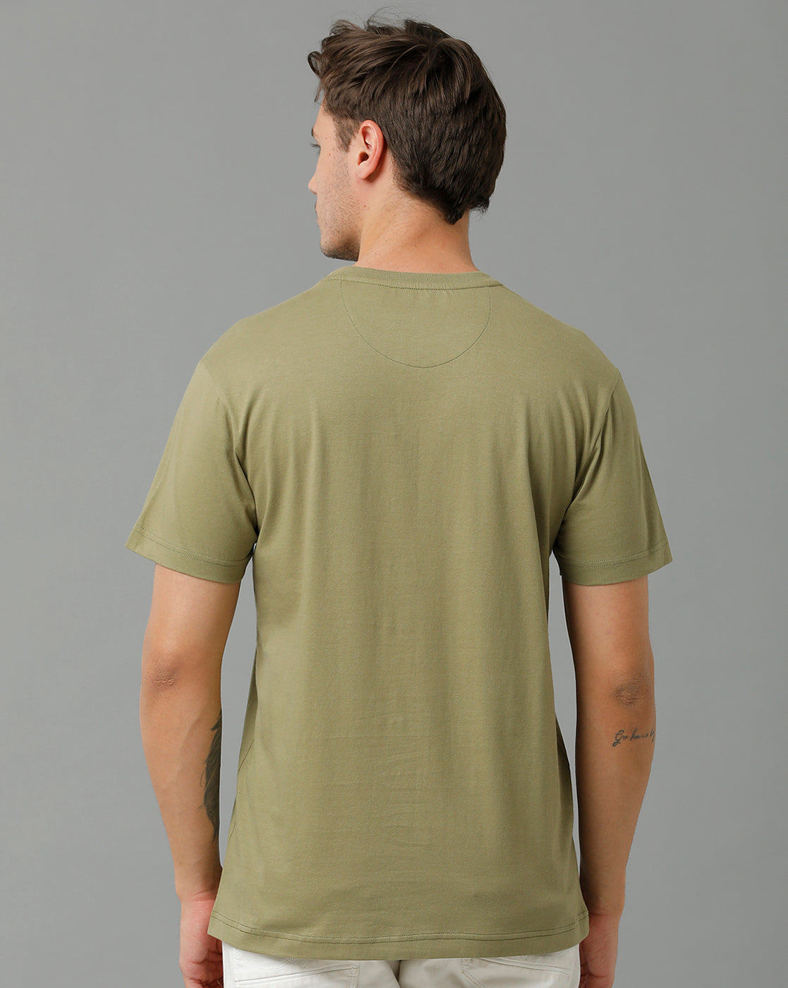 Classic Polo Men's Cotton Half Sleeve Printed Slim Fit Round Neck Green Color T-Shirt | Baleno - 516 A