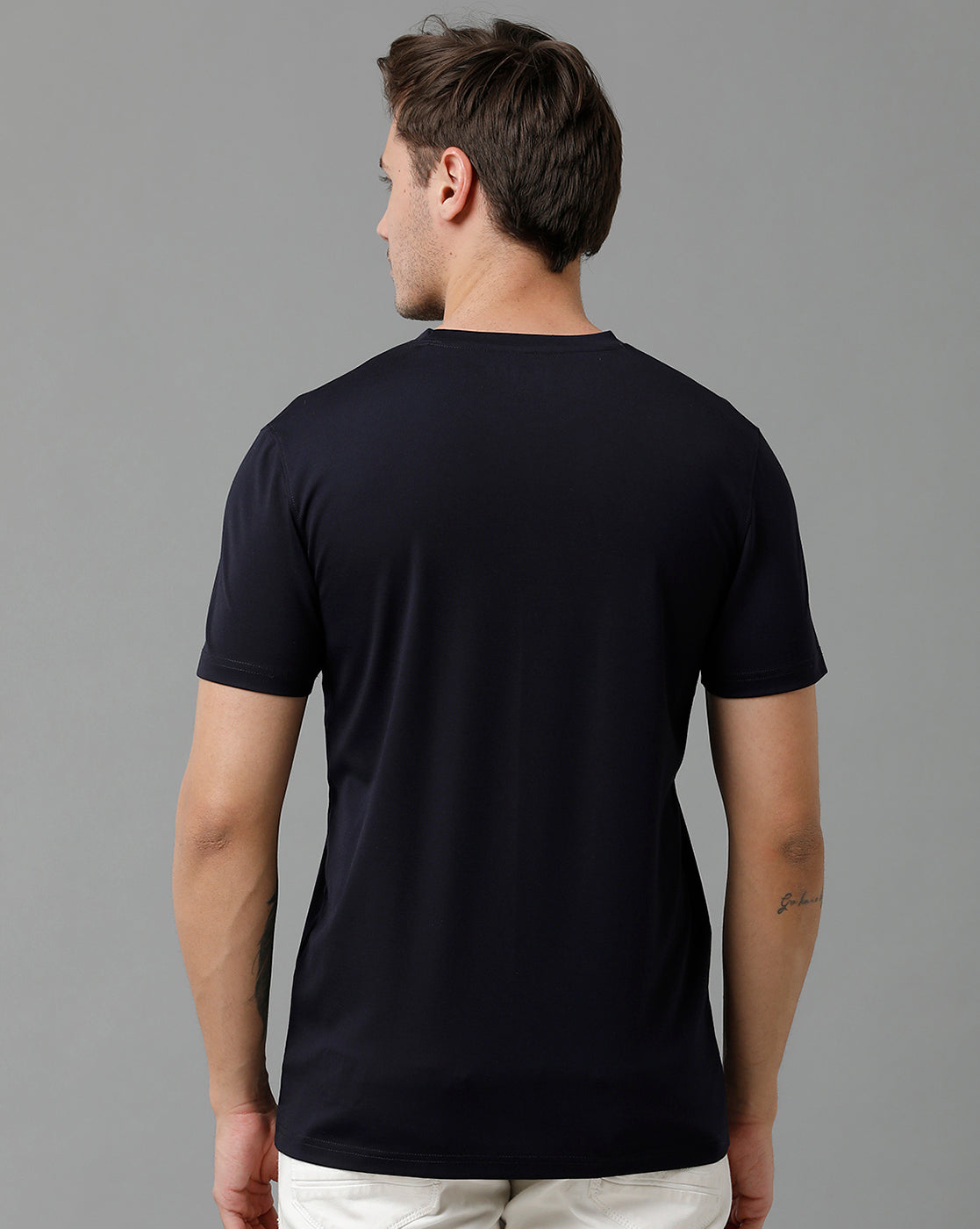 CP BRO Men's Cotton Half Sleeve Printed Slim Fit Round Neck Black Color T-Shirt | Brcn - 535 B