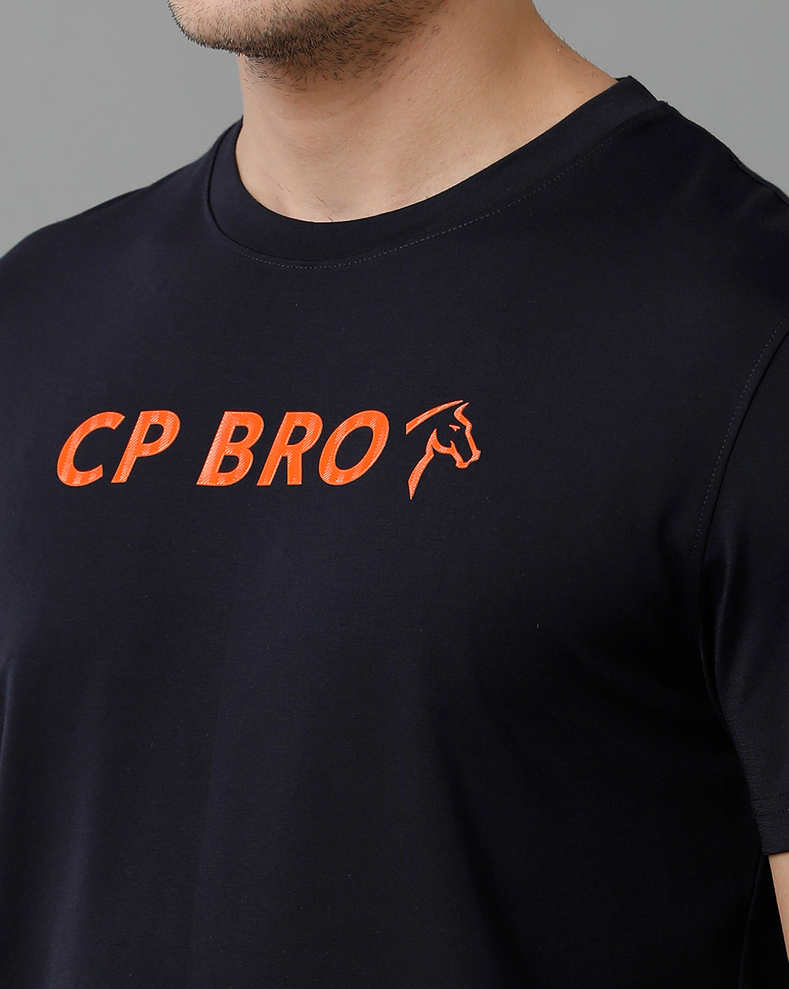 CP BRO Men's Cotton Half Sleeve Printed Slim Fit Round Neck Black Color T-Shirt | Brcn - 535 B