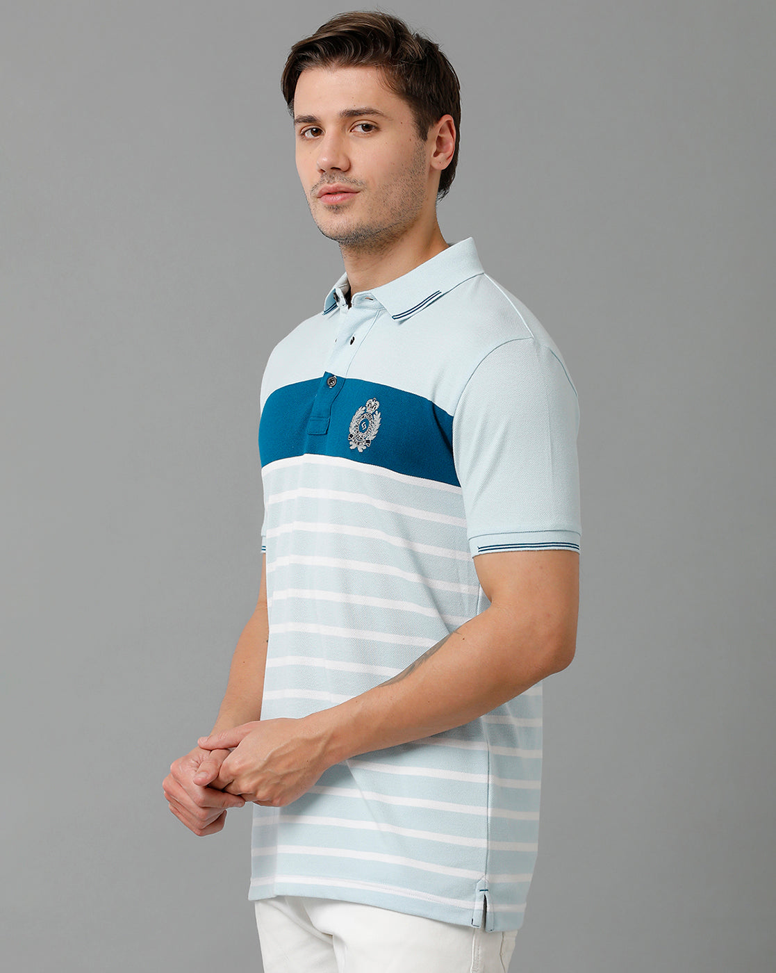 Classic Polo Men's Cotton Blend Half Sleeve Striped Slim Fit Polo Neck Multicolor T-Shirt | Vta - 231 B