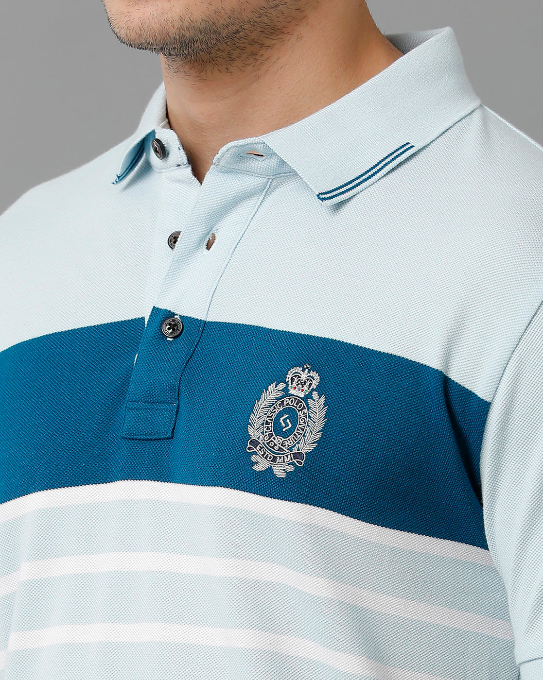 Classic Polo Men's Cotton Blend Half Sleeve Striped Slim Fit Polo Neck Multicolor T-Shirt | Vta - 231 B