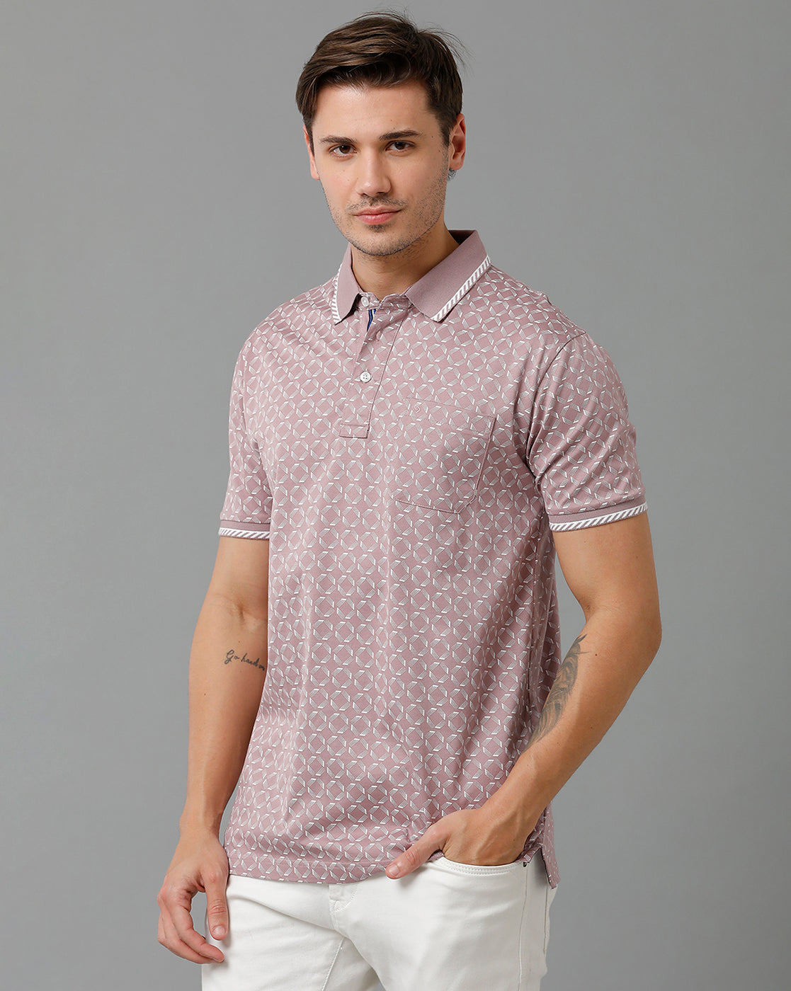 Classic Polo Men's Cotton Half Sleeve Printed Slim Fit Polo Neck Brown Color T-Shirt | Scant - 13 B