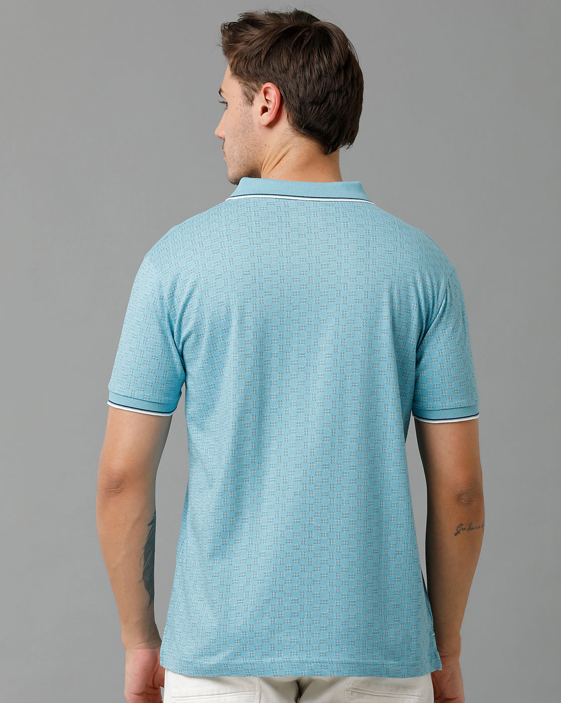 Classic Polo Men's Cotton Half Sleeve Printed Slim Fit Polo Neck Blue Color T-Shirt | Bello - 194 B