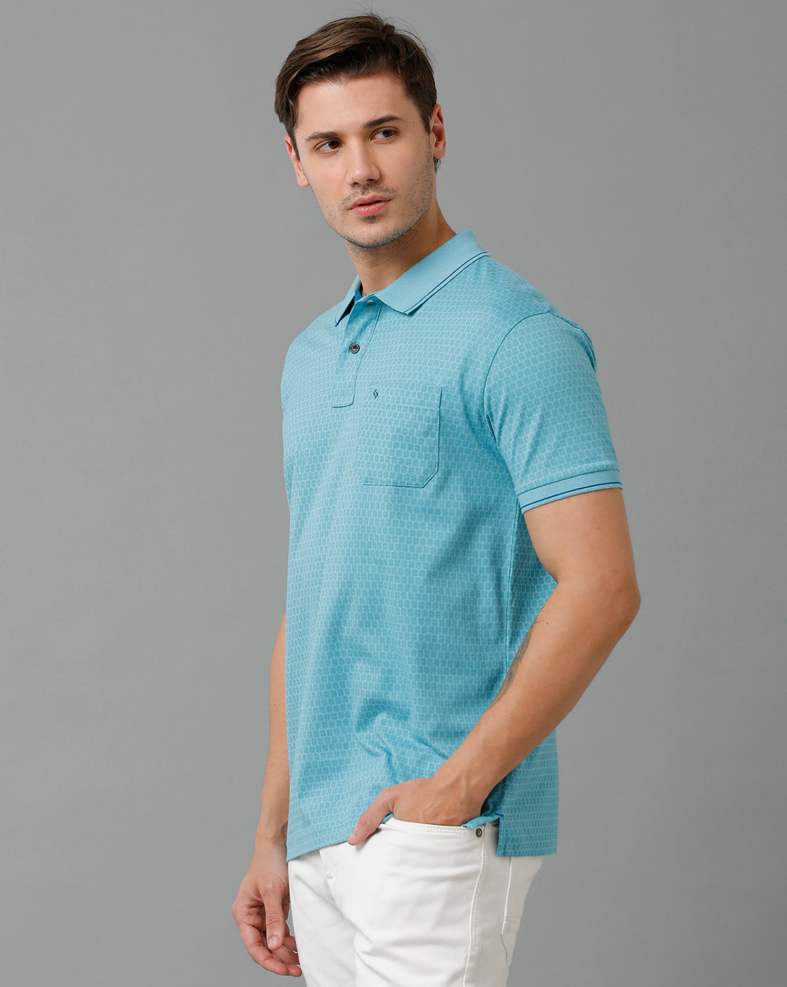 Classic Polo Men's Cotton Half Sleeve Printed Slim Fit Polo Neck Blue Color T-Shirt | Bello - 192 B