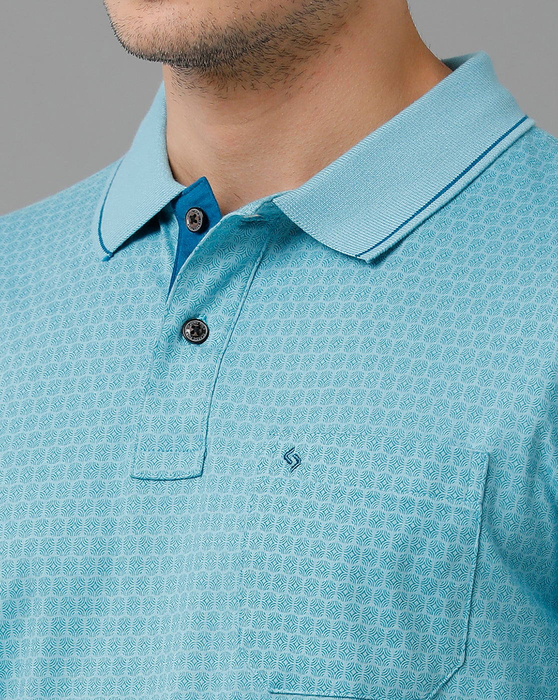 Classic Polo Men's Cotton Half Sleeve Printed Slim Fit Polo Neck Blue Color T-Shirt | Bello - 192 B