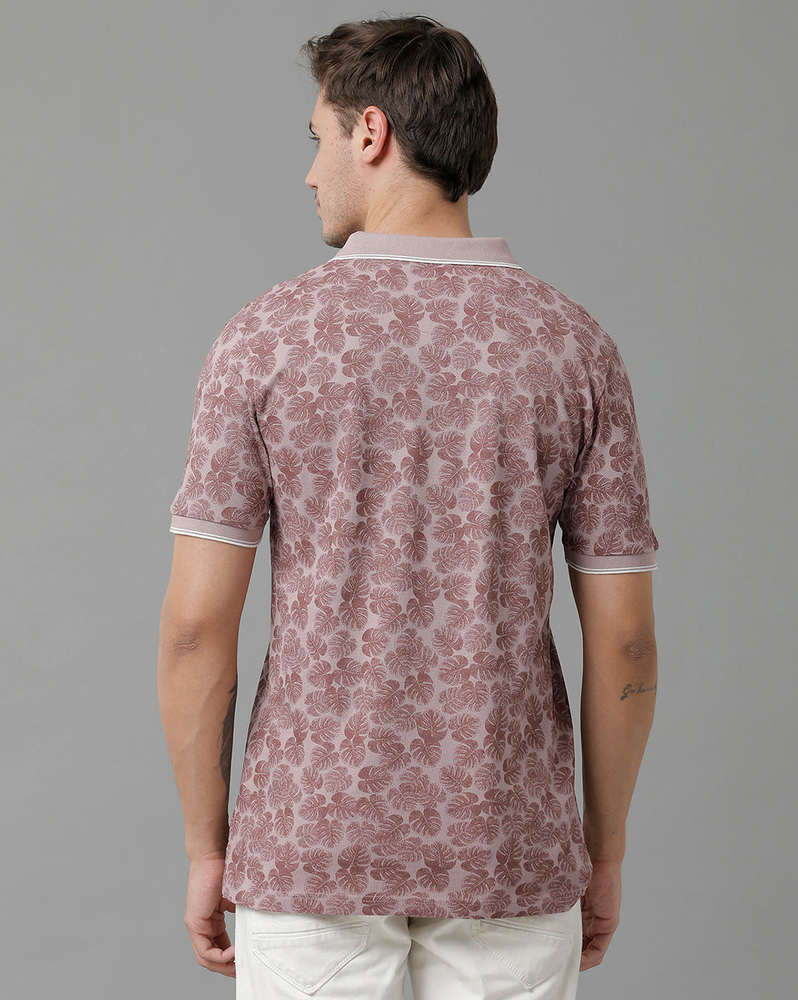 Classic Polo Men's Cotton Half Sleeve Printed Slim Fit Polo Neck Marroon Color T-Shirt | Beau - 193 B