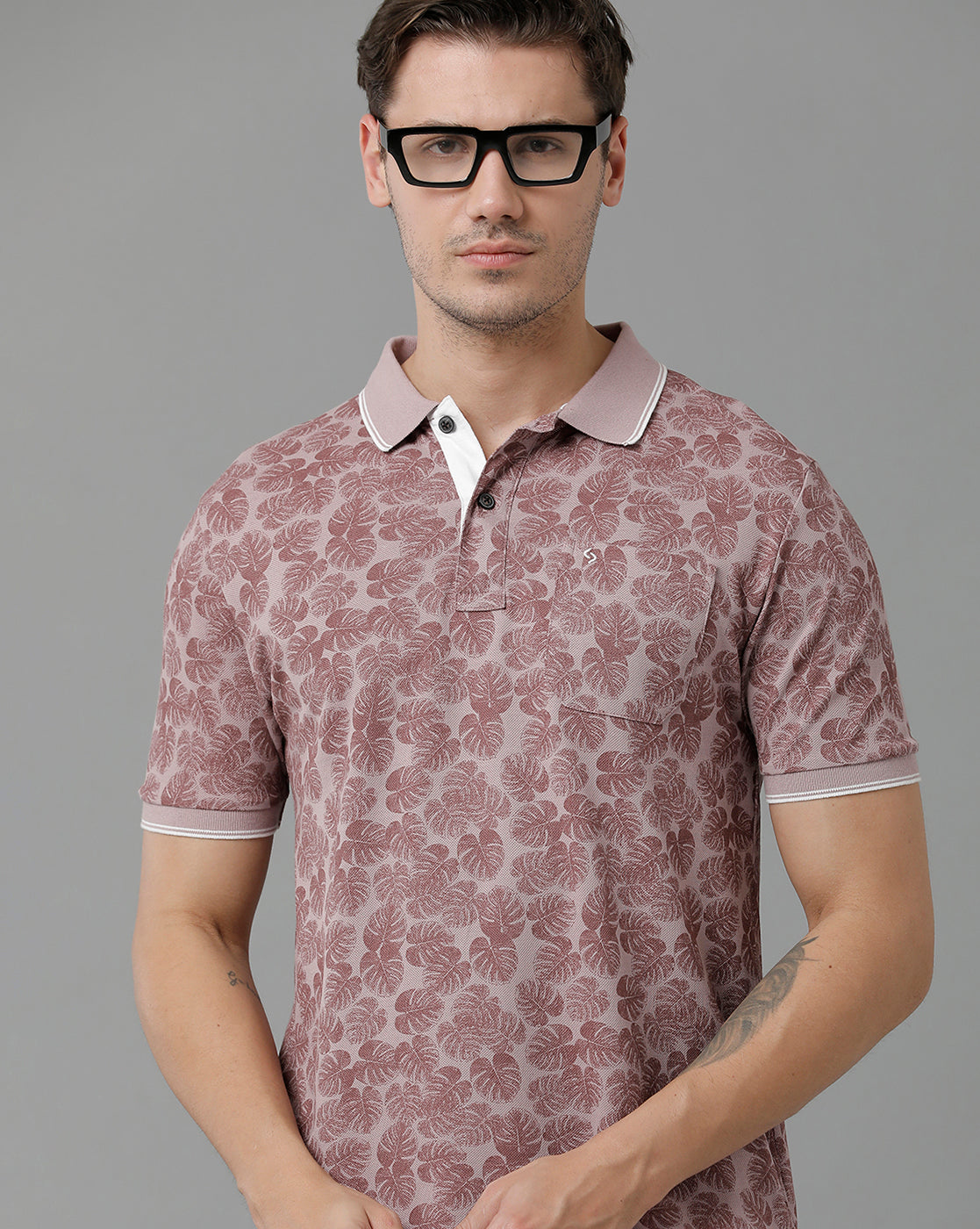 Classic Polo Men's Cotton Half Sleeve Printed Slim Fit Polo Neck Marroon Color T-Shirt | Beau - 193 B