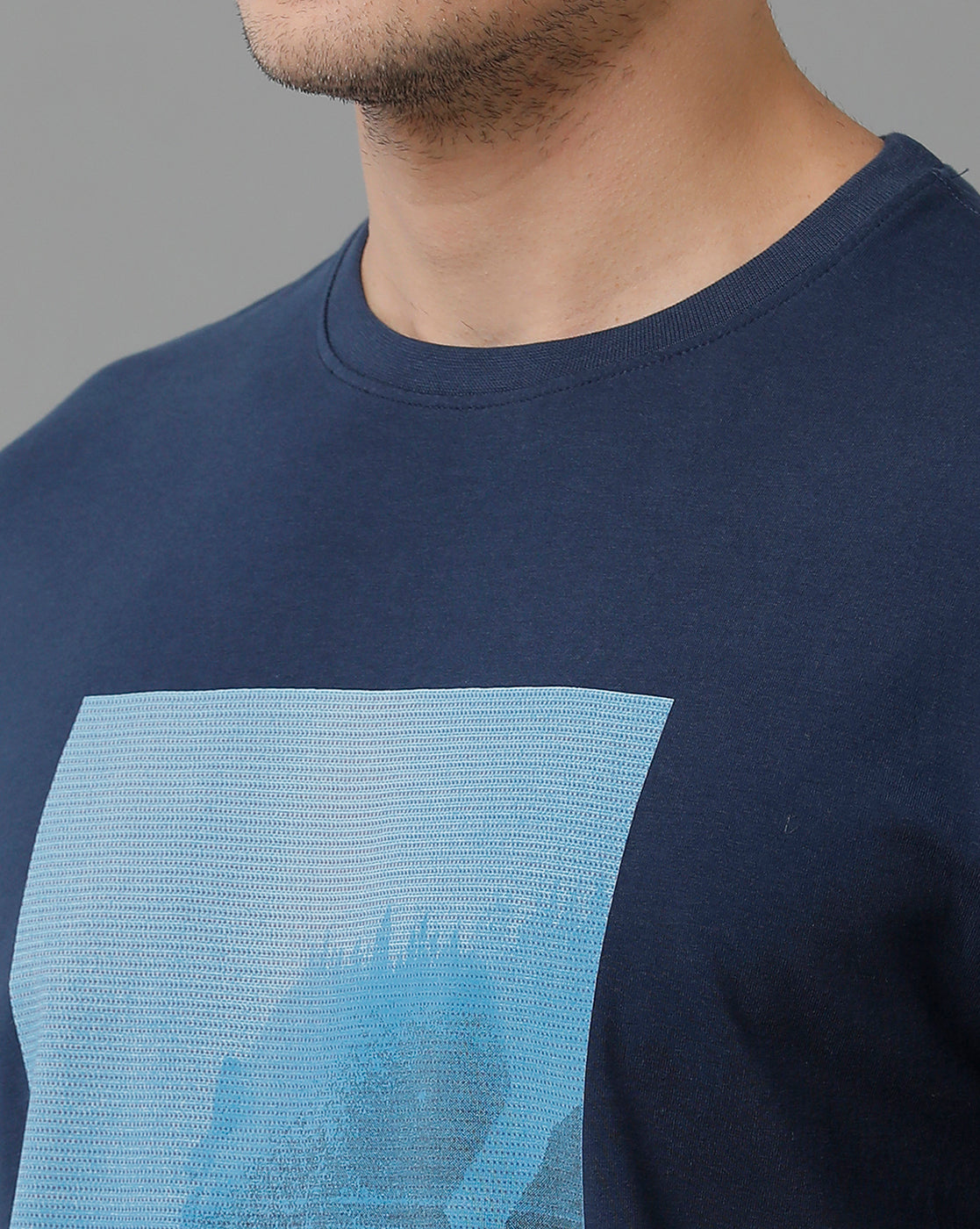 Classic Polo Men's Cotton Half Sleeve Printed Slim Fit Round Neck Navy Color T-Shirt | Baleno - 504 B