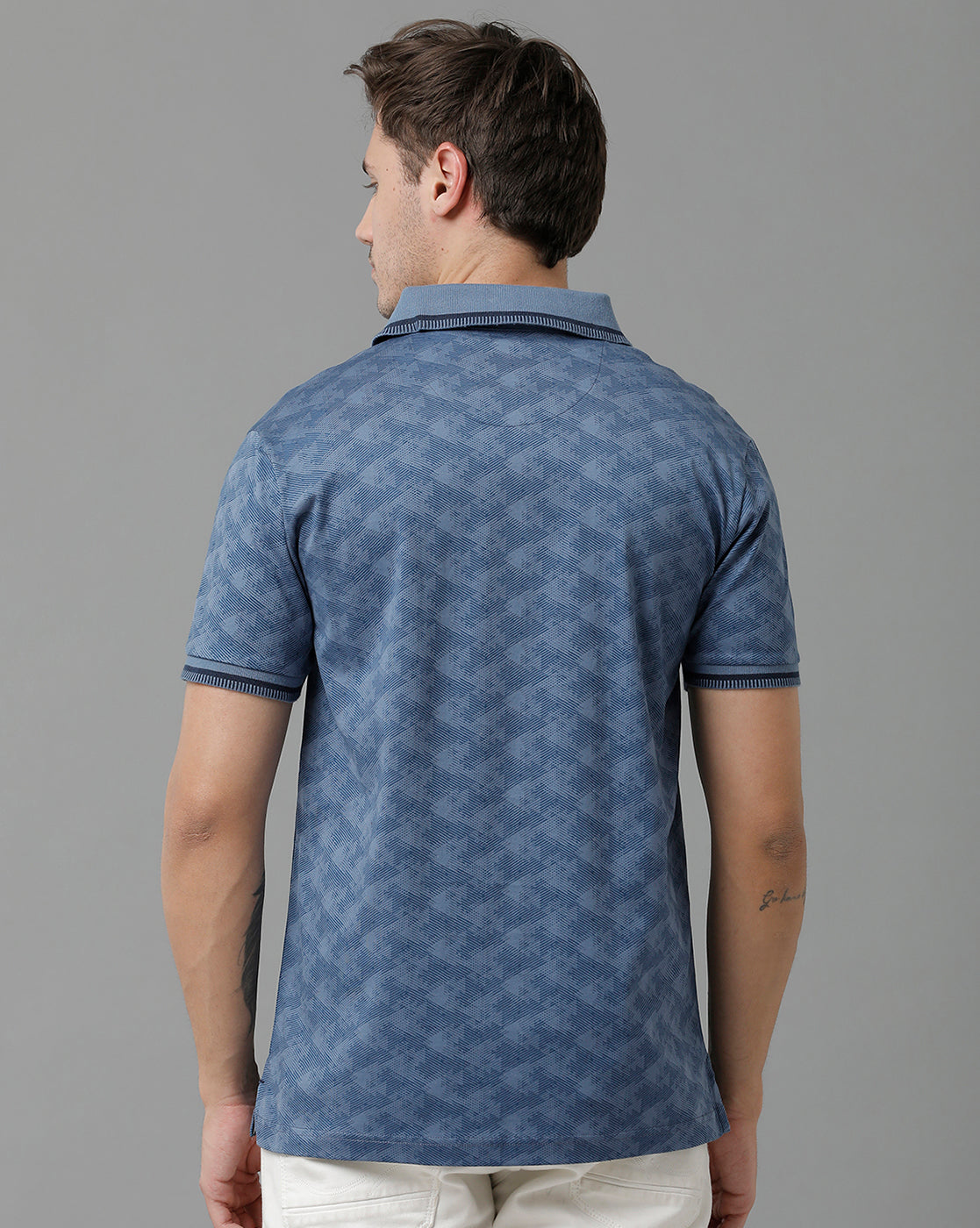 Classic Polo Men's Cotton Half Sleeve Printed Slim Fit Polo Neck Blue Color T-Shirt | Scant - 17 A