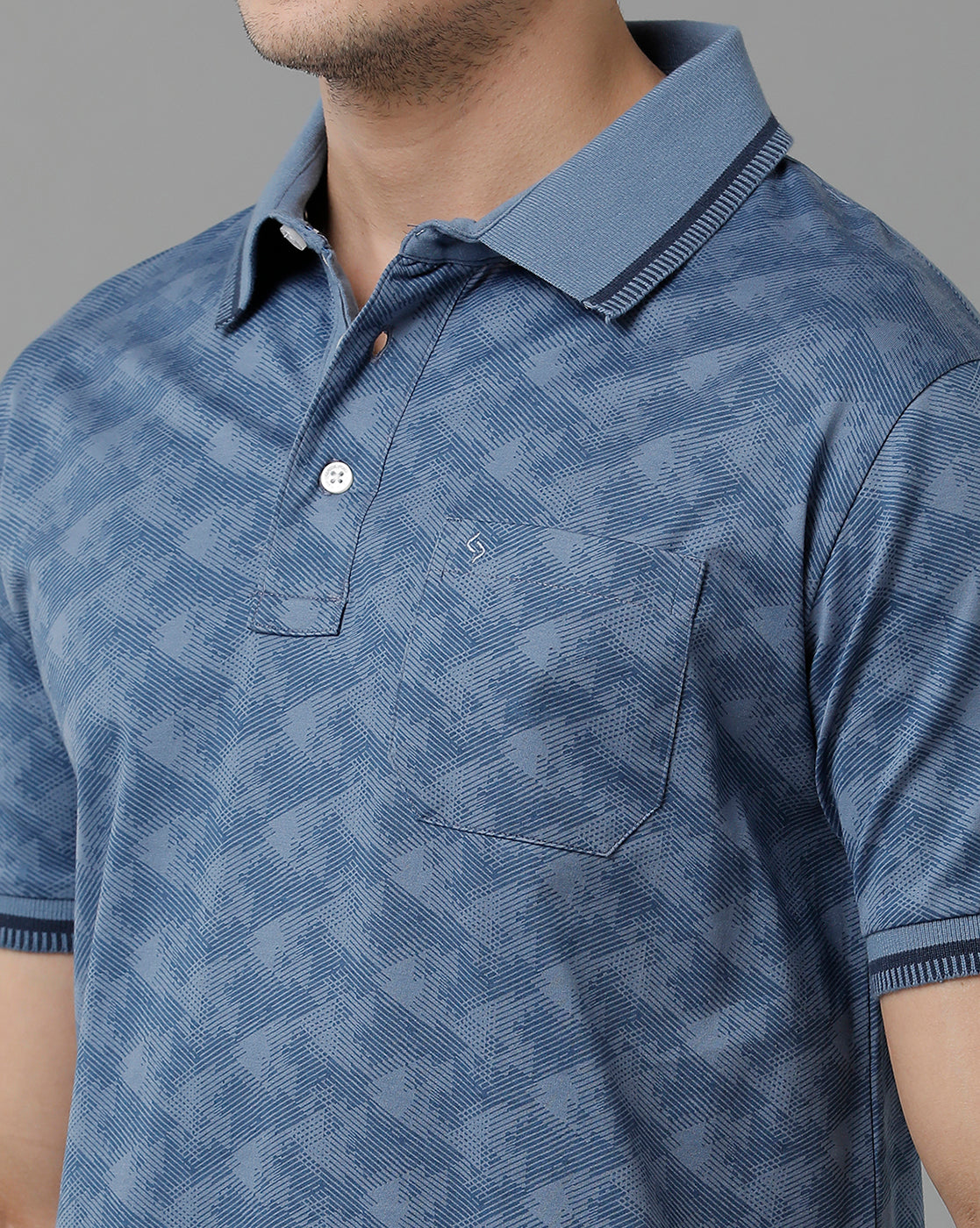 Classic Polo Men's Cotton Half Sleeve Printed Slim Fit Polo Neck Blue Color T-Shirt | Scant - 17 A