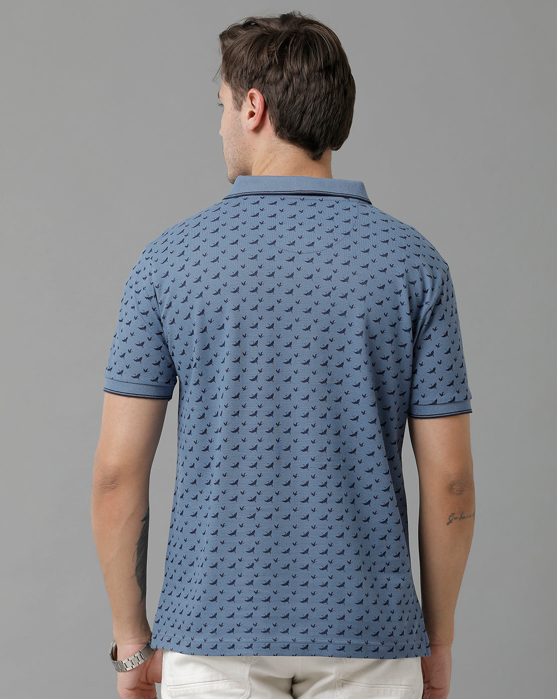 Classic Polo Men's Cotton Half Sleeve Printed Slim Fit Polo Neck Blue Color T-Shirt | Beau - 200 A