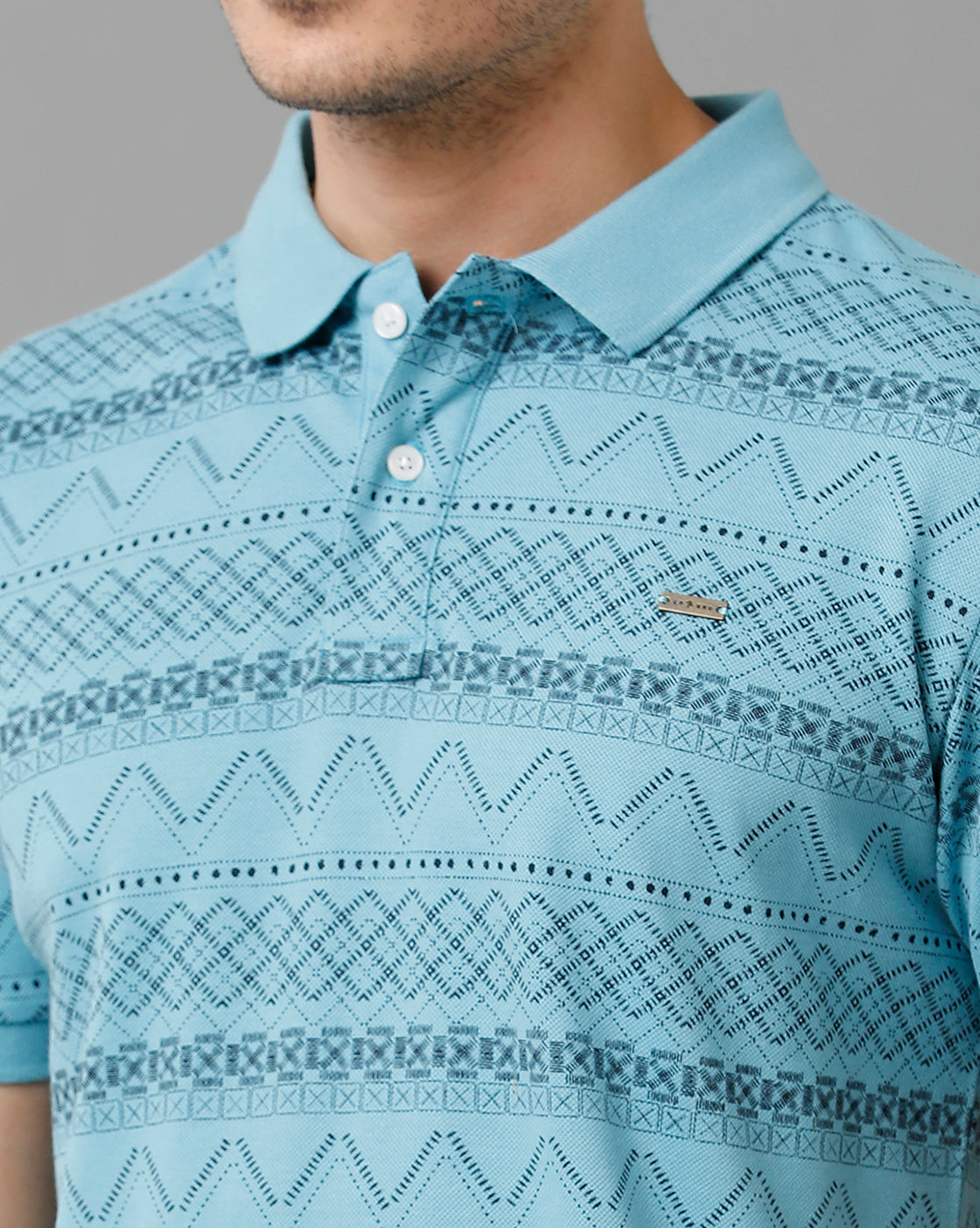 CP BRO Men's Cotton Half Sleeve Printed Slim Fit Polo Neck Blue Color T-Shirt | Brp - 355 A