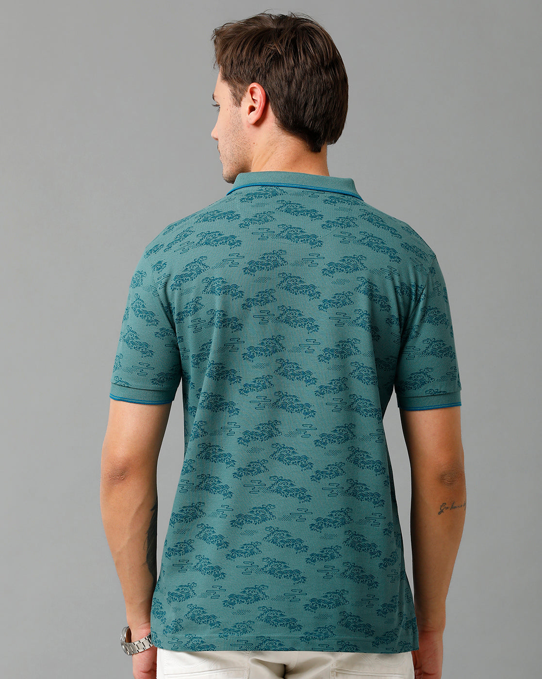 Classic Polo Men's Cotton Half Sleeve Printed Slim Fit Polo Neck Blue Color T-Shirt | Beau - 198 A