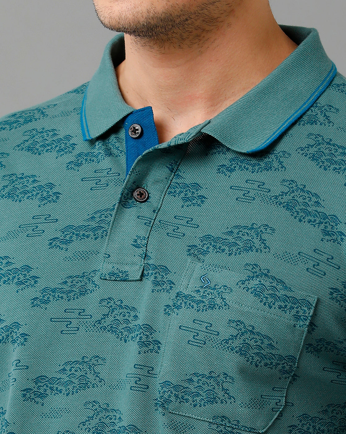 Classic Polo Men's Cotton Half Sleeve Printed Slim Fit Polo Neck Blue Color T-Shirt | Beau - 198 A