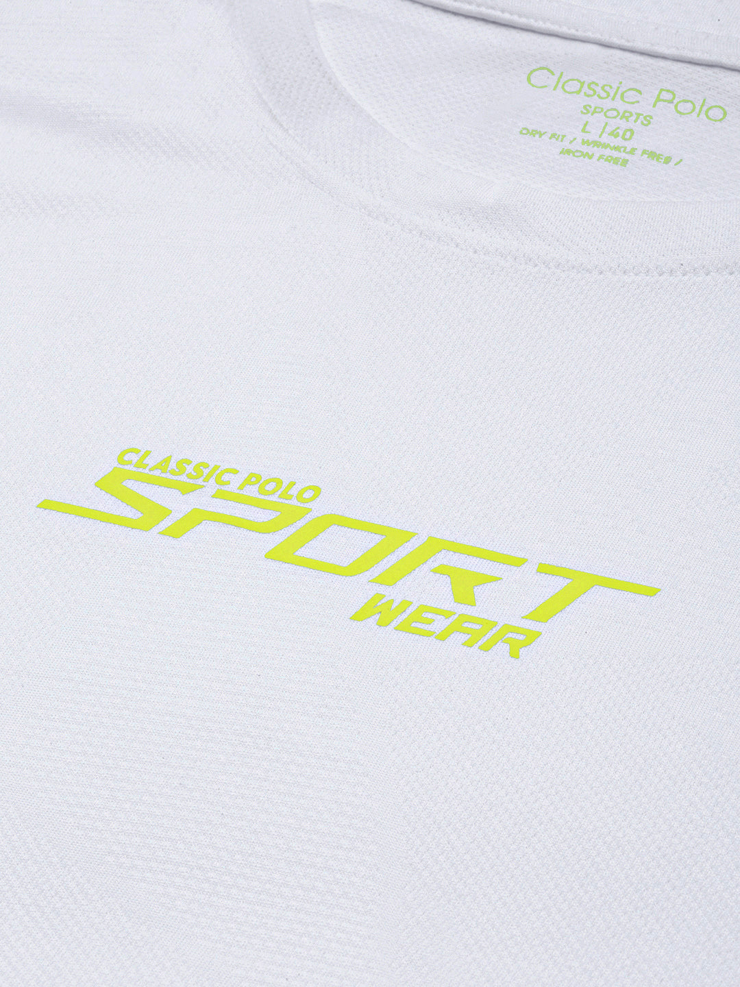 Classic Polo Men's Round Neck Polyester White Slim Fit Active Wear T-Shirt | GENX-CREW 04A SF C