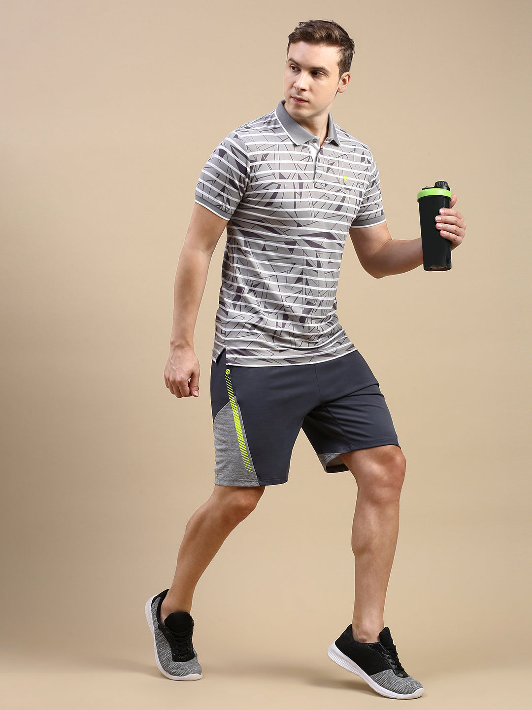 Classic Polo Men's Polo Neck Polyster Grey Slim Fit Active Wear T-Shirt