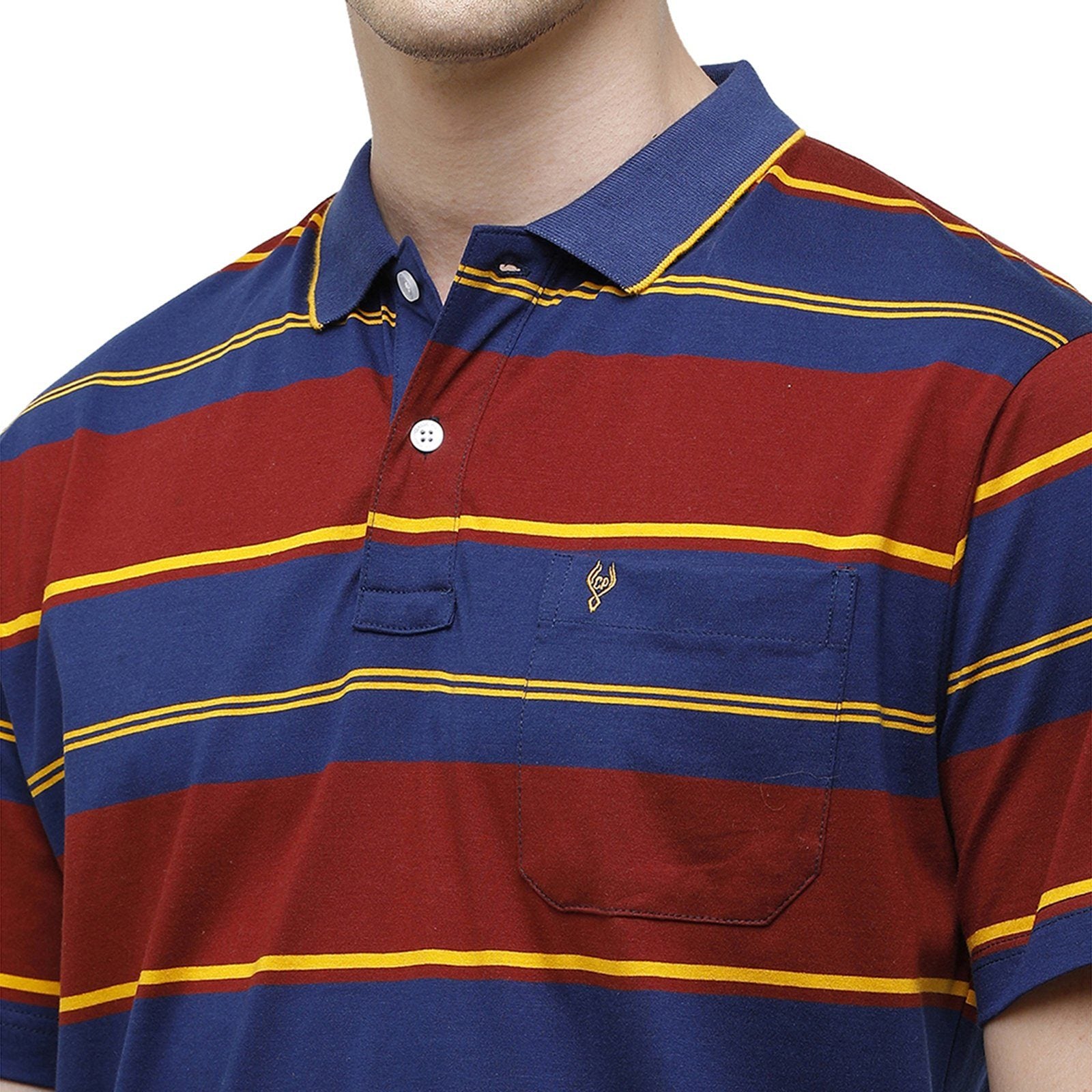 Classic Polo Men's Regular Fit Polo Collar Half Sleeve Stripe Cotton Multi T-Shirt AP - 44 A AF P T-shirt Classic Polo 