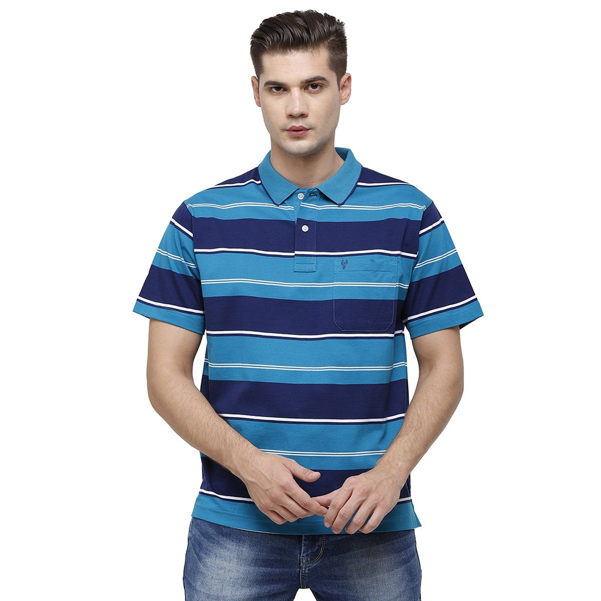 Classic Polo Mens Polo Collar Half Sleeve Multicolor Authentic Fit 100% Cotton Mercerized T-shirt AP - 44 B AF P T-shirt Classic Polo 
