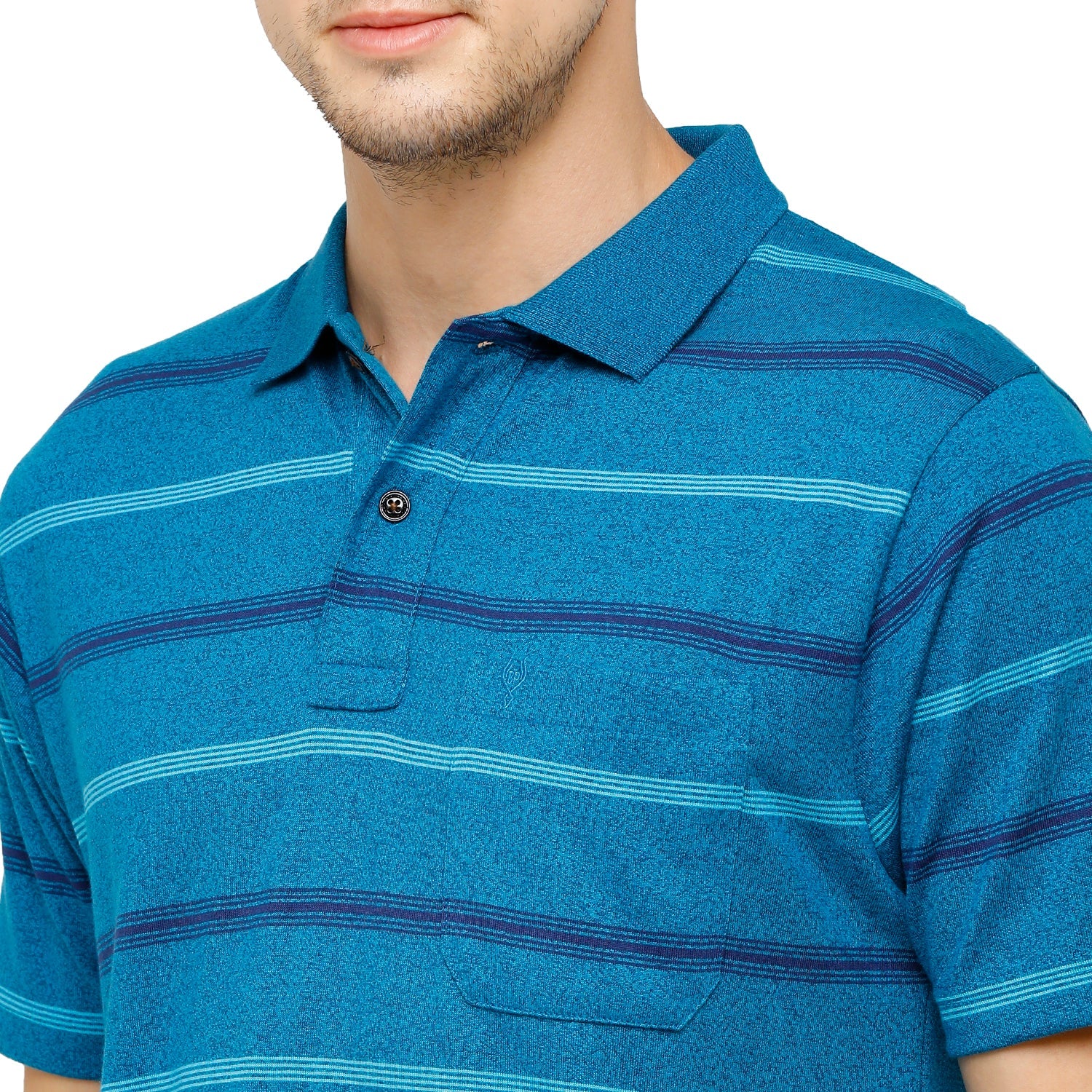 Classic Polo Mens Striped Polo Neck Half Sleeve Regular Fit Cotton Polyester Blend Blue T-Shirt AVON - 470 A AF P T-shirt Classic Polo 