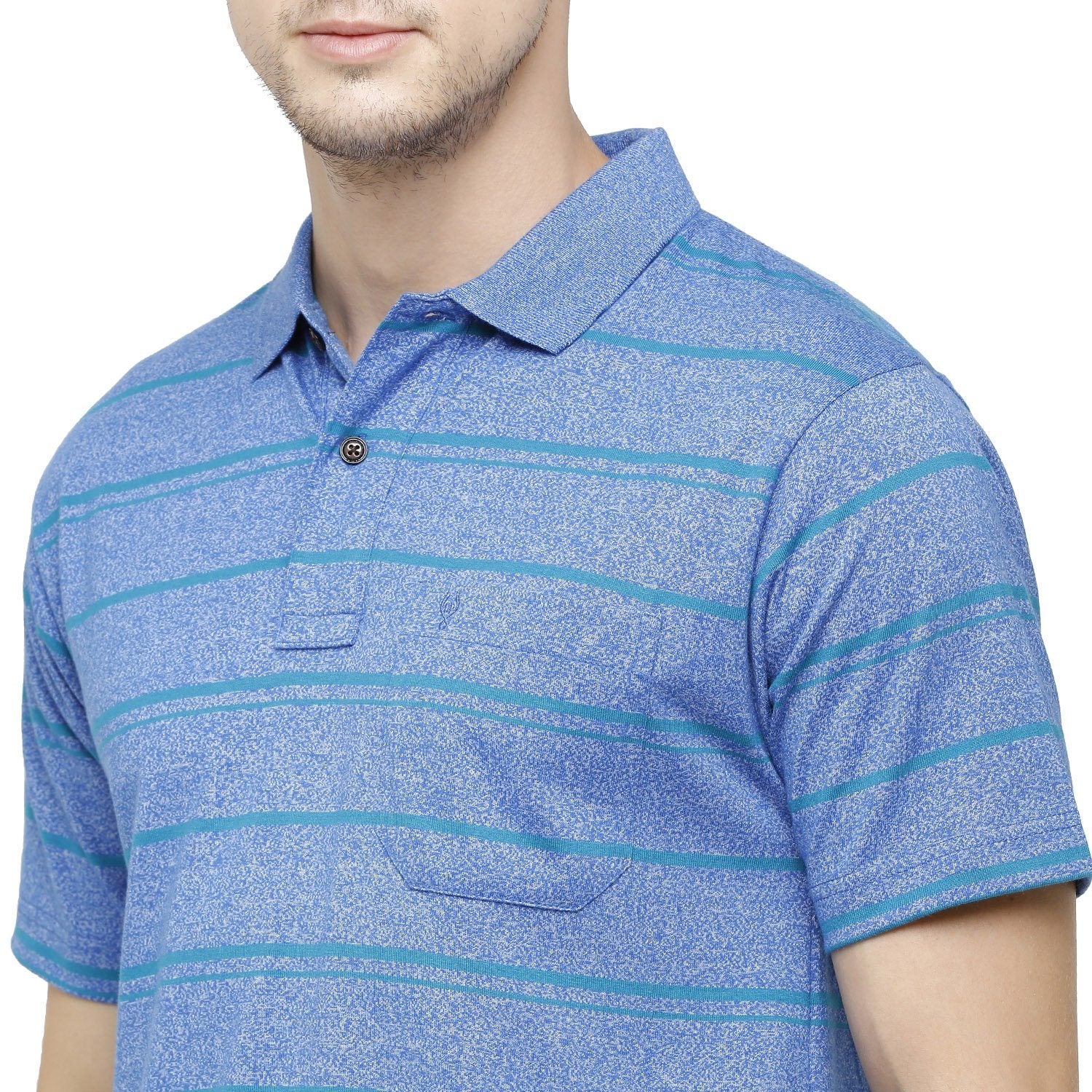 Classic Polo Mens Striped Polo Neck Half Sleeve Regular Fit Cotton Polyester Blend Blue Fashion T-Shirt ( AVON - 469 B AF P ) T-shirt Classic Polo 