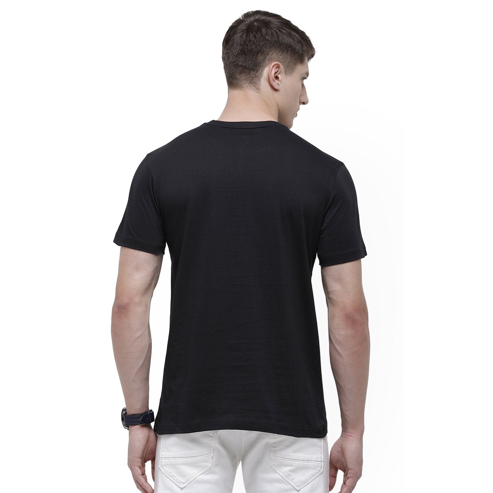 Classic polo Men's Round Neck Half Sleeve Black 100% Cotton T-Shirt BALENO - 364 A SF C T-shirt Classic Polo 