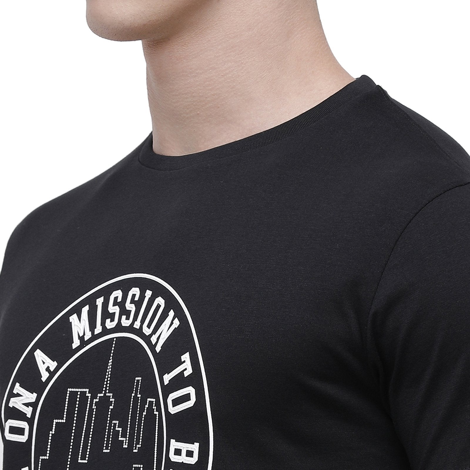 Classic polo Men's Round Neck Half Sleeve Black 100% Cotton T-Shirt BALENO - 364 A SF C T-shirt Classic Polo 