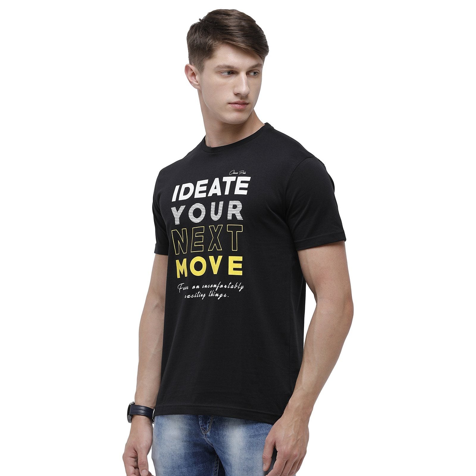 Classic polo Men's Round Neck Half Sleeve Black 100% Cotton T-Shirt BALENO - 365 A SF C T-shirt Classic Polo 
