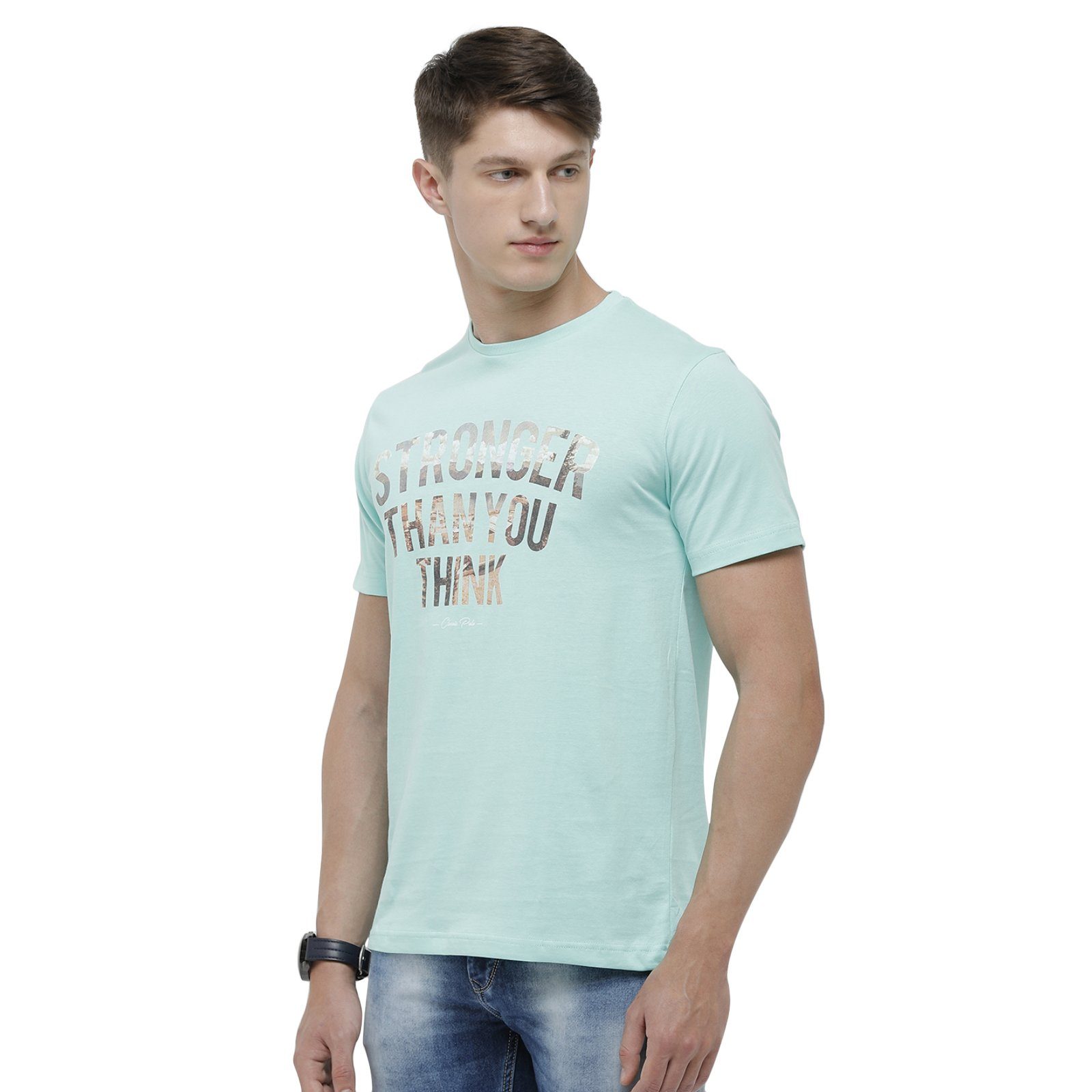 Classic polo Men's Round Neck Half Sleeve Turquoise 100% Cotton T-Shirt BALENO - 366 B SF C T-shirt Classic Polo 