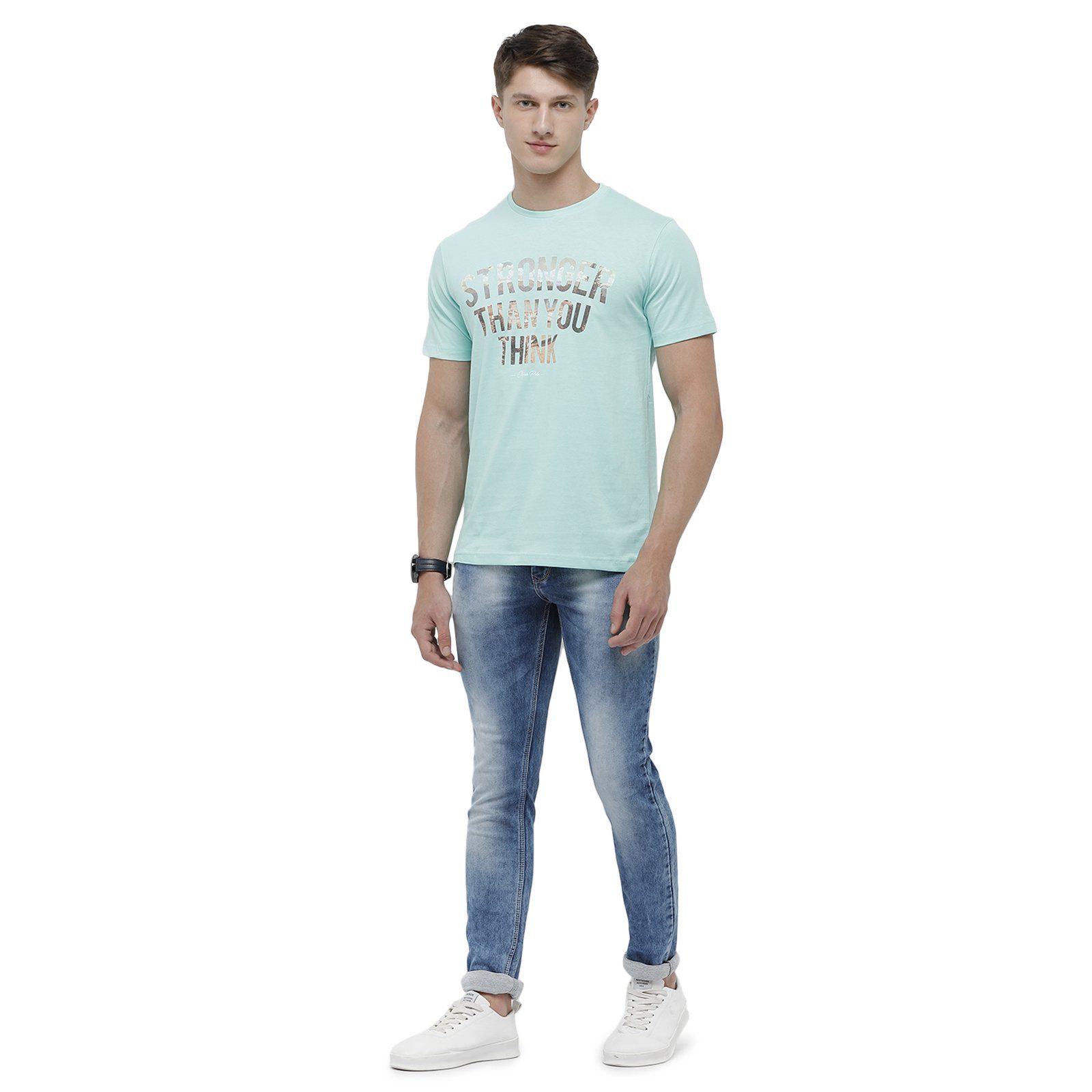 Classic polo Men's Round Neck Half Sleeve Turquoise 100% Cotton T-Shirt BALENO - 366 B SF C T-shirt Classic Polo 