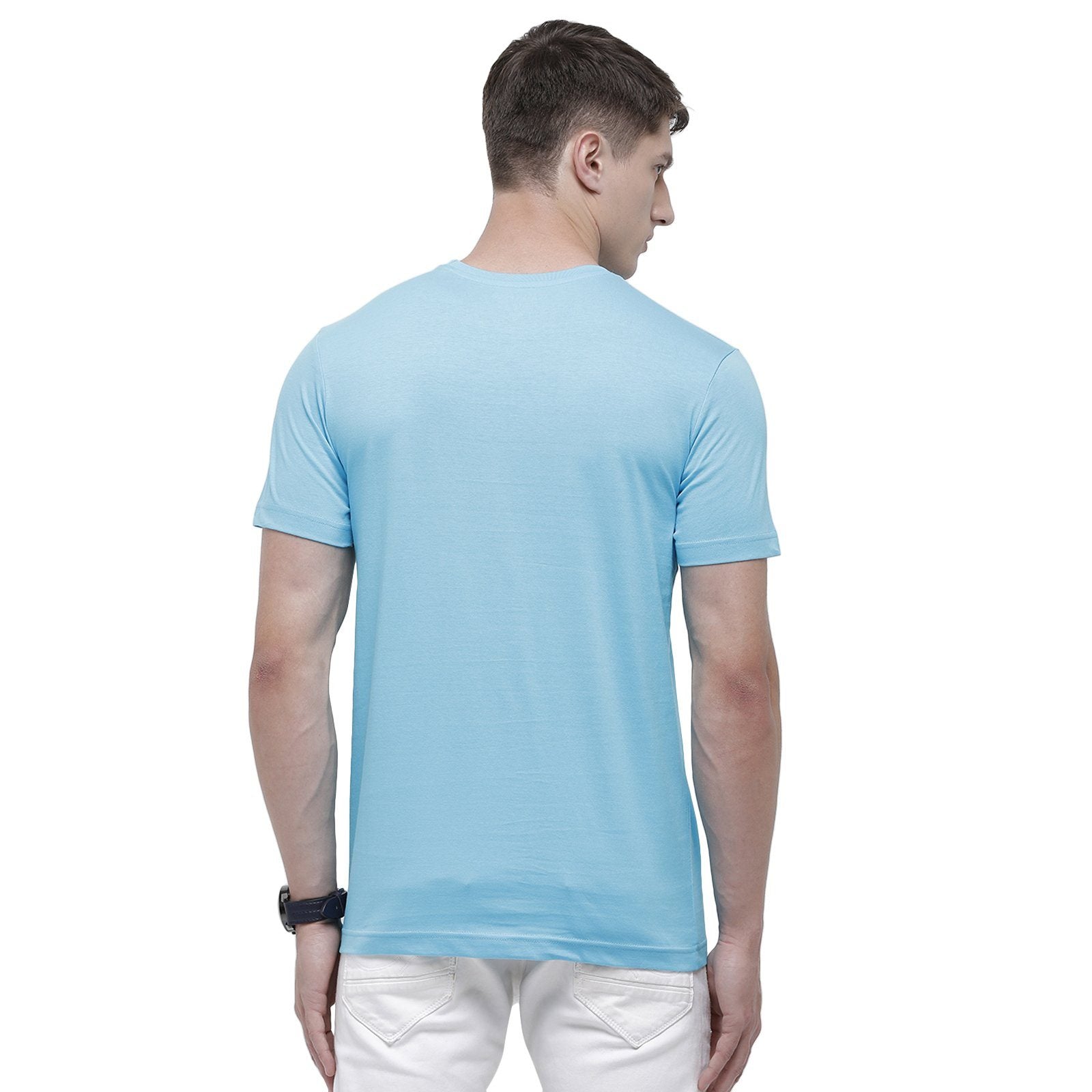 Classic polo Men's Round Neck Half Sleeve Turquoise 100% Cotton T-Shirt BALENO - 368 A SF C T-shirt Classic Polo 