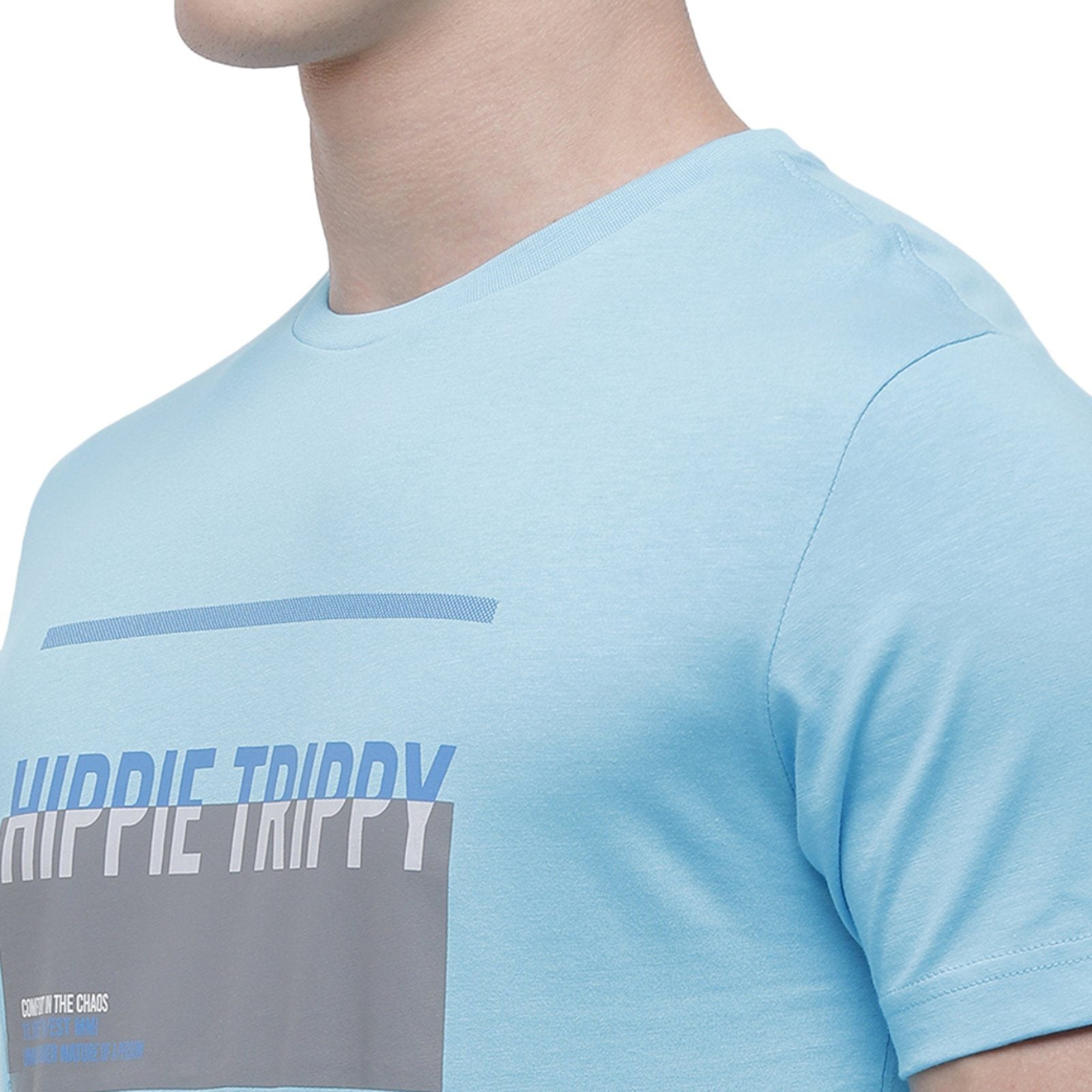 Classic polo Men's Round Neck Half Sleeve Turquoise 100% Cotton T-Shirt BALENO - 368 A SF C T-shirt Classic Polo 