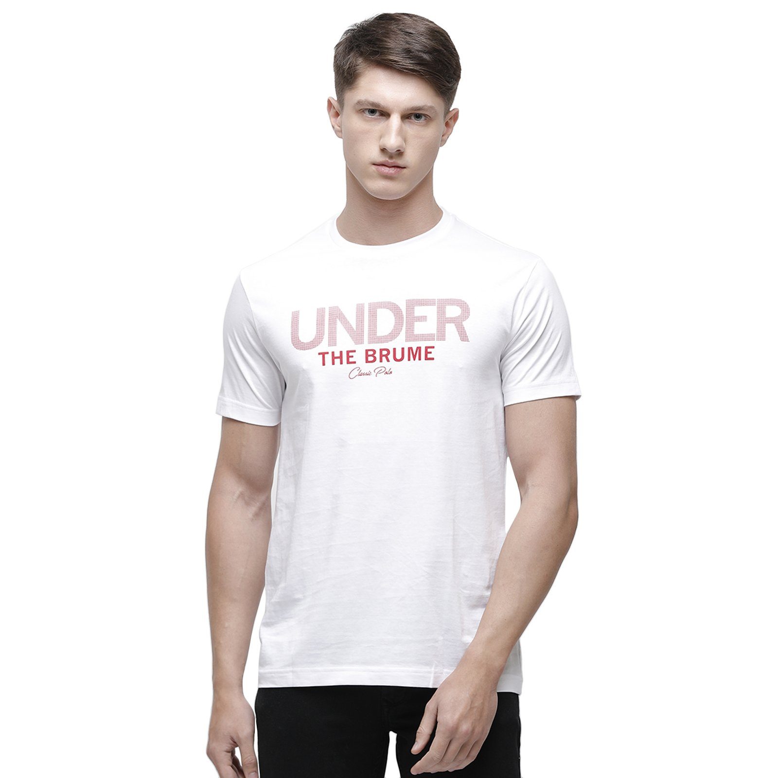 Classic polo Men's Round Neck Half Sleeve White 100% Cotton T-Shirt BALENO - 370 A SF C T-shirt Classic Polo 