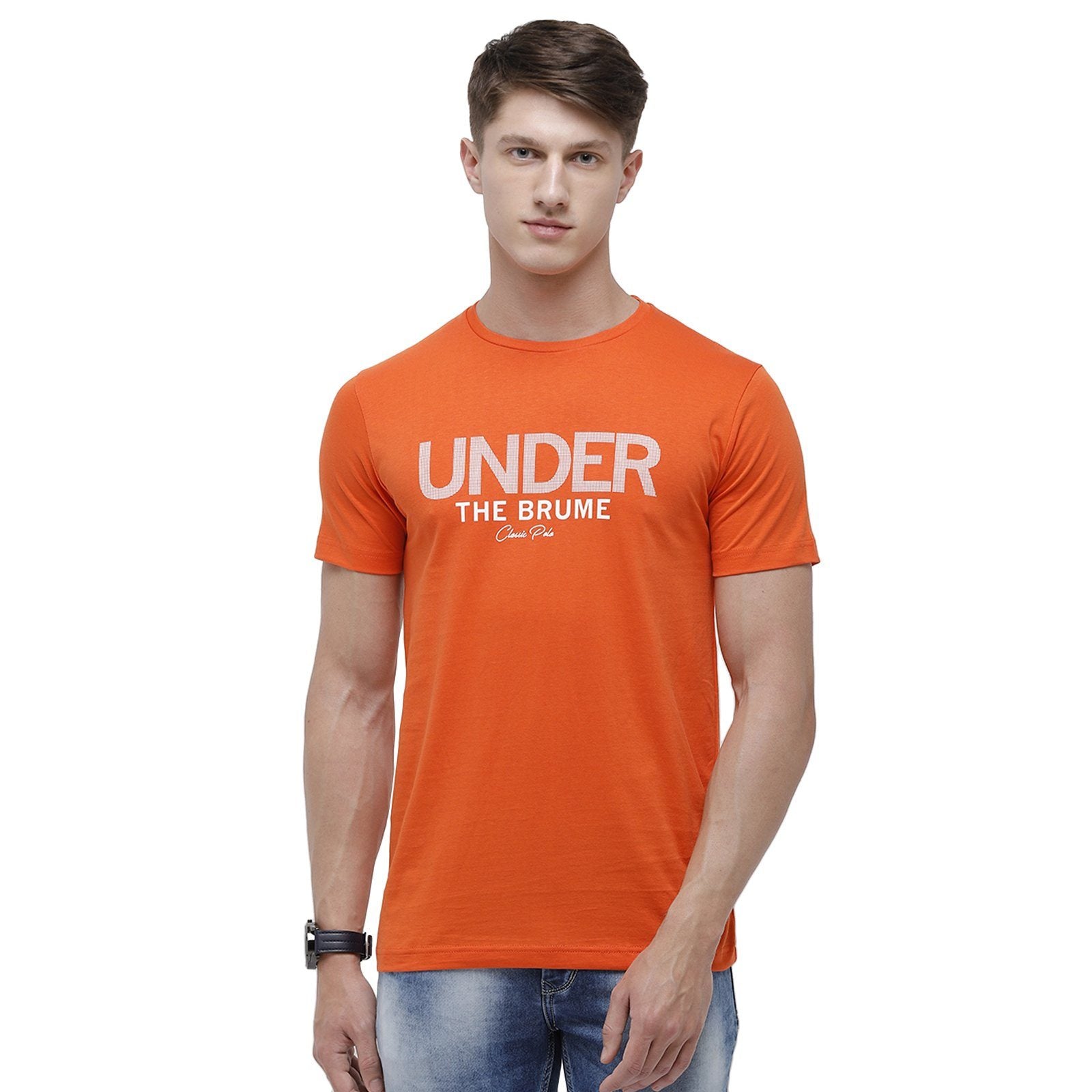 Classic polo Men's Round Neck Half Sleeve Orange 100% Cotton T-Shirt BALENO - 370 B SF C T-shirt Classic Polo 