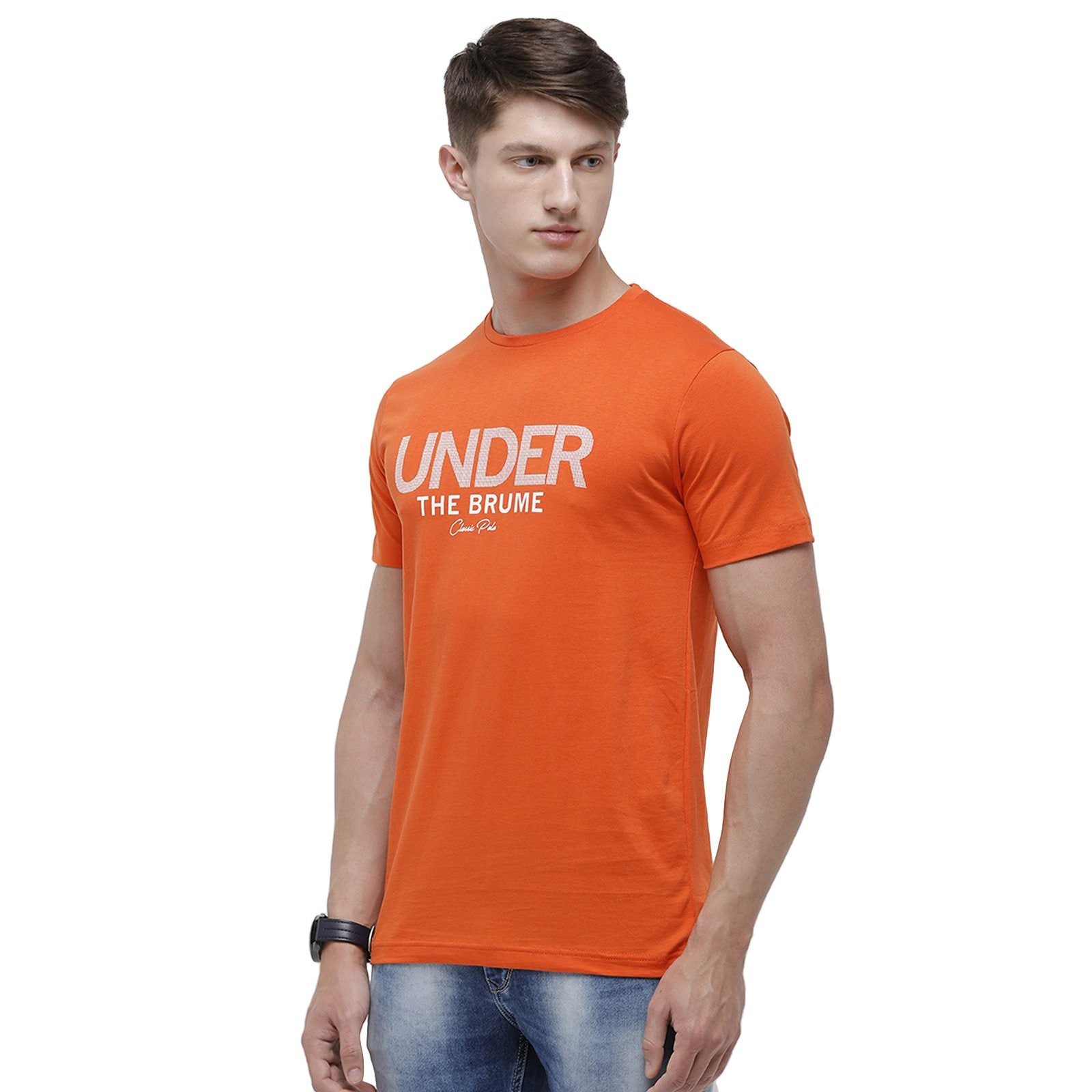 Classic polo Men's Round Neck Half Sleeve Orange 100% Cotton T-Shirt BALENO - 370 B SF C T-shirt Classic Polo 