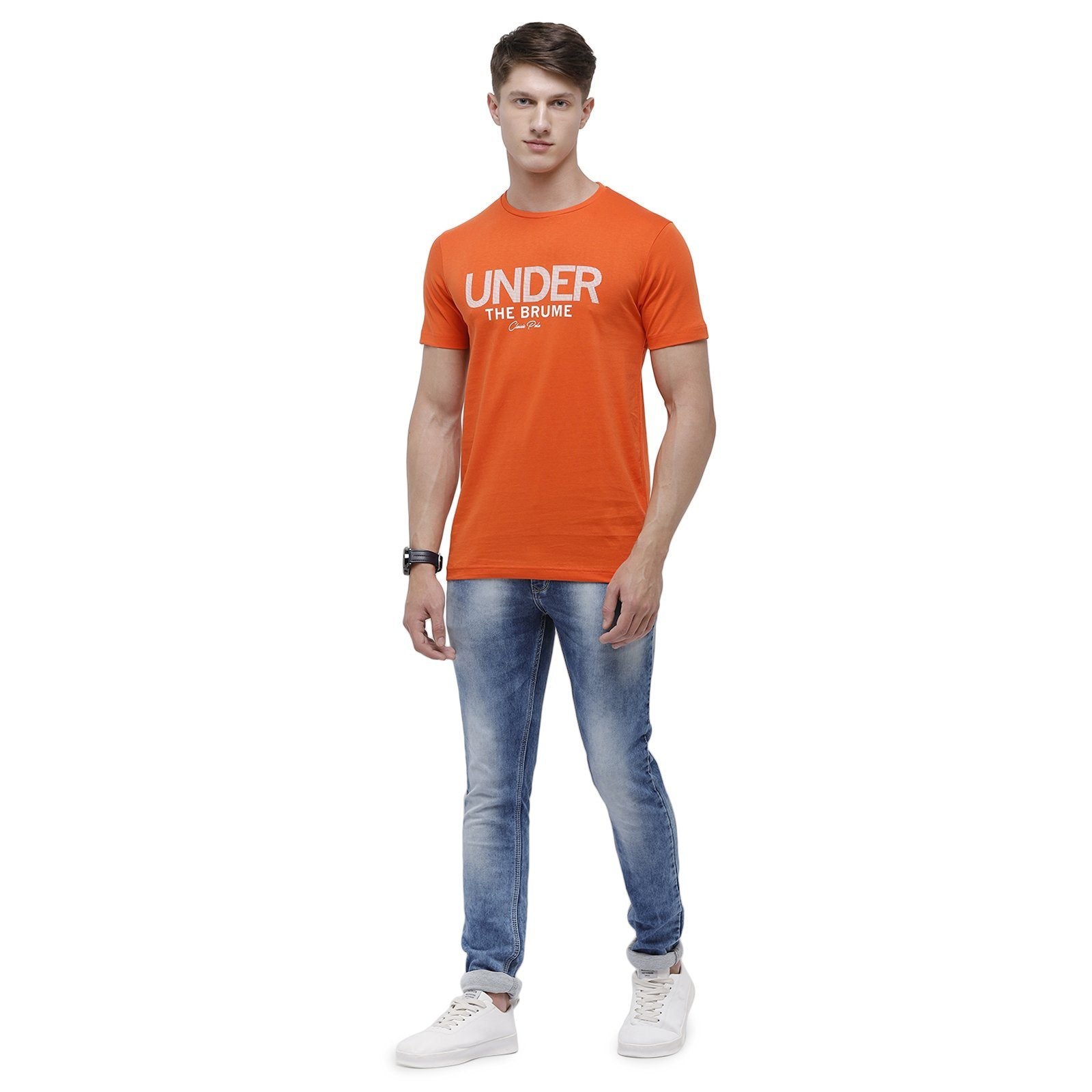 Classic polo Men's Round Neck Half Sleeve Orange 100% Cotton T-Shirt BALENO - 370 B SF C T-shirt Classic Polo 
