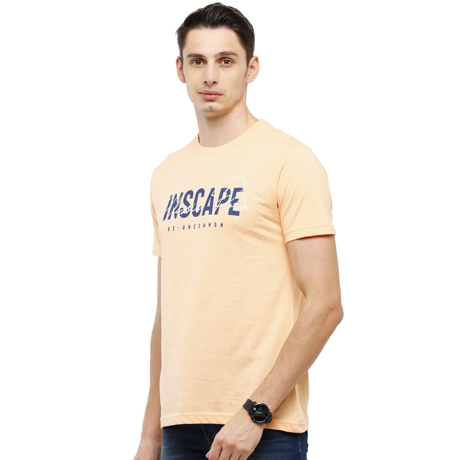 Classic Polo Men's Graphic Print Half Sleeve Round Neck Slim Fit Cotton Orange T Shirt BALENO - 381 A SF C T-shirt Classic Polo 