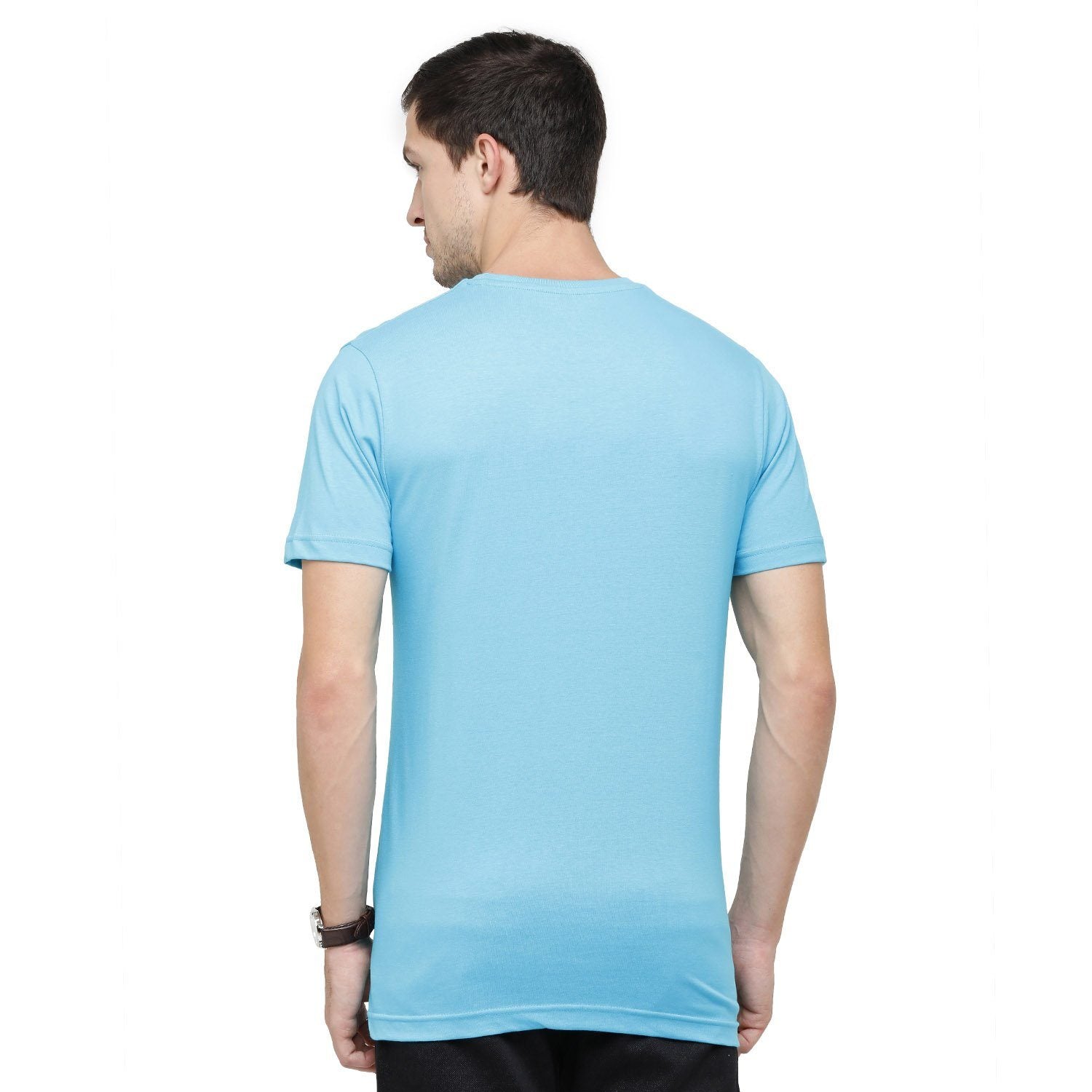 Classic Polo Mens Graphic Print Round Neck Half Sleeve Slim Fit 100% Cotton Turquoise Fashion T-Shirt ( BALENO - 381 B SF C ) T-shirt Classic Polo 