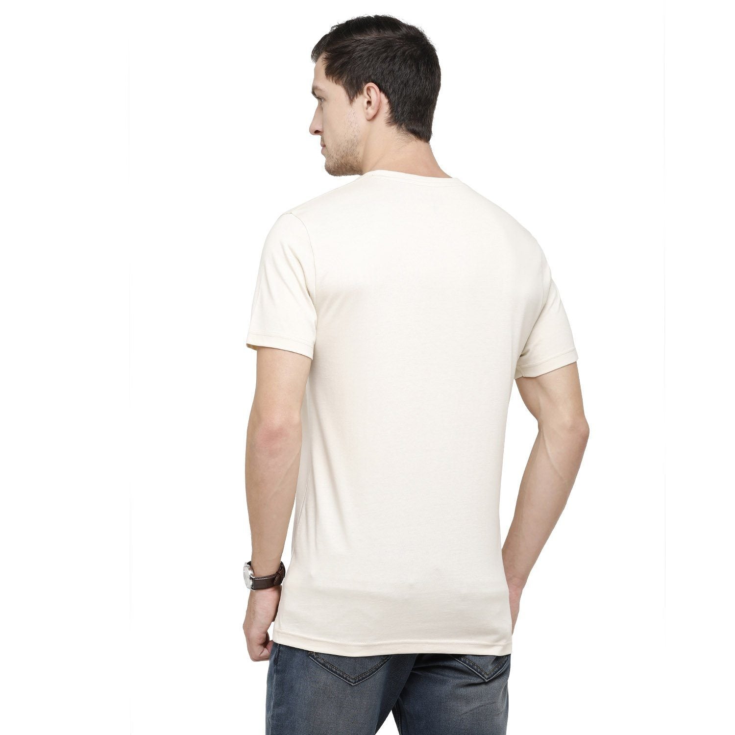 Classic Polo Mens Graphic Print Round Neck Half Sleeve Slim Fit 100% Cotton White Fashion T-Shirt ( BALENO - 387 B SF C ) T-shirt Classic Polo 