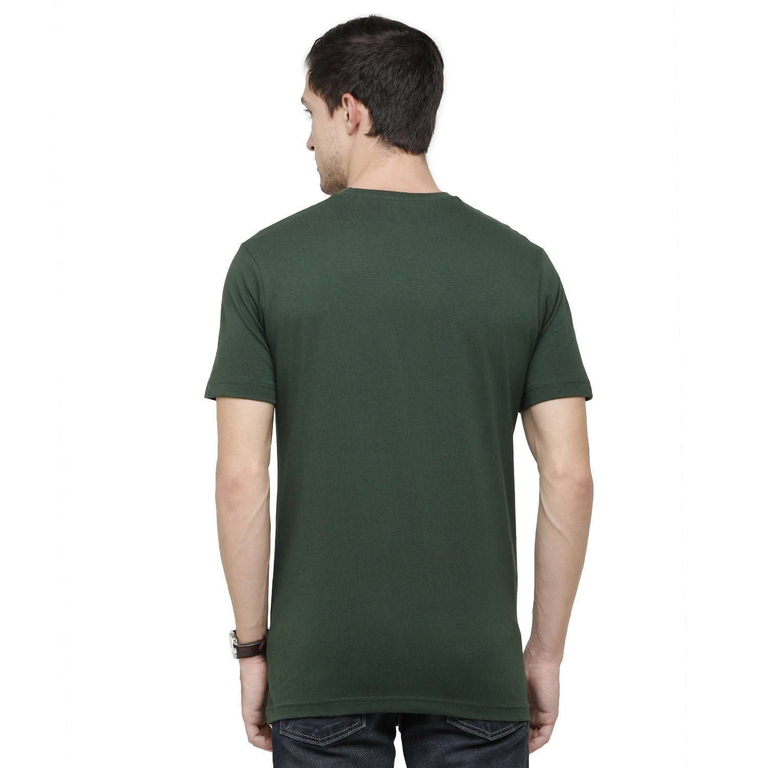 Classic Polo Mens Graphic Print Round Neck Half Sleeve Slim Fit 100% Cotton Dark Green Fashion T-Shirt ( BALENO - 393 B SF C ) T-shirt Classic Polo 